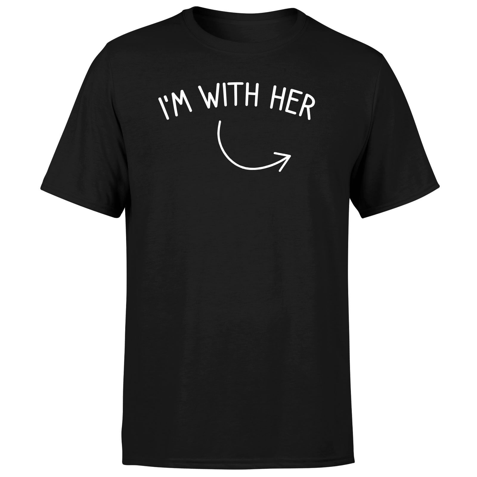 Couples I'm With Her Left Pointer Men's T-Shirt - Black - S - Black