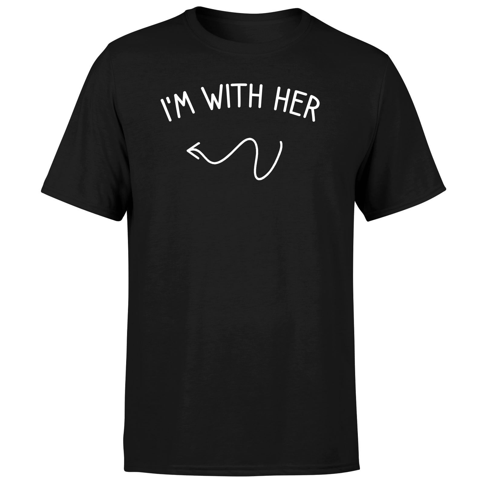 Couples I'm With Him Right Pointer Men's T-Shirt - Black - M - Black