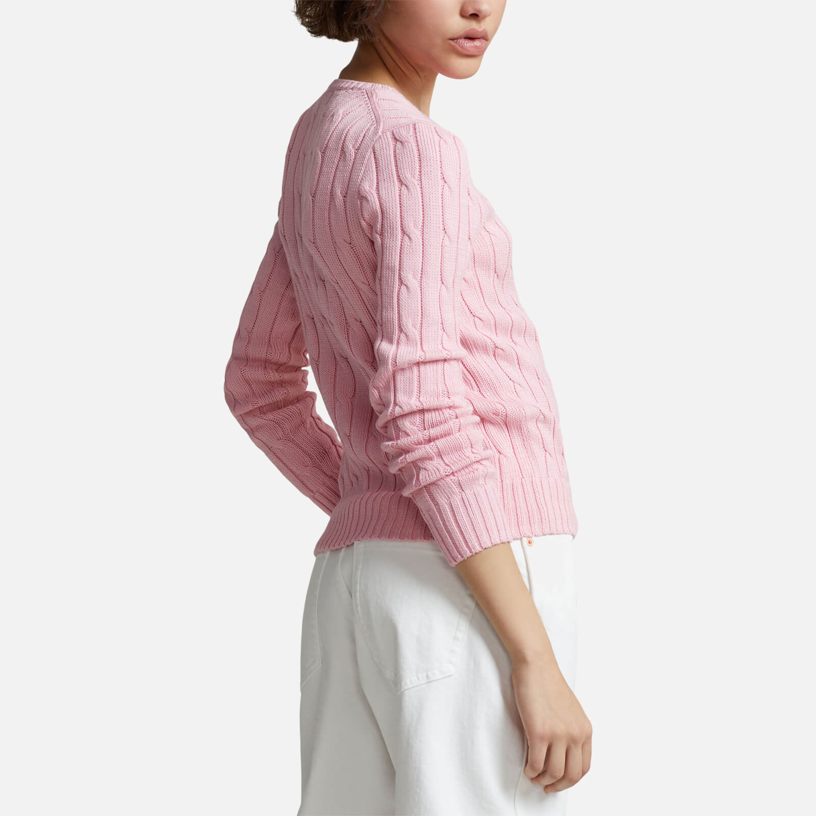 Polo Ralph Lauren Pink Julianna Cable-Knit Cotton Jumper - Women's Large