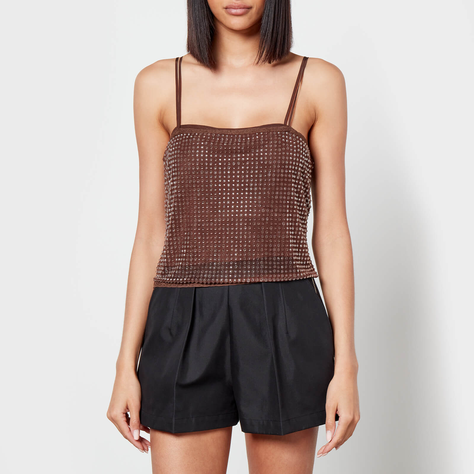 Alexander Wang Bead-Embellished Mesh Camisole Top - US 6/UK 10