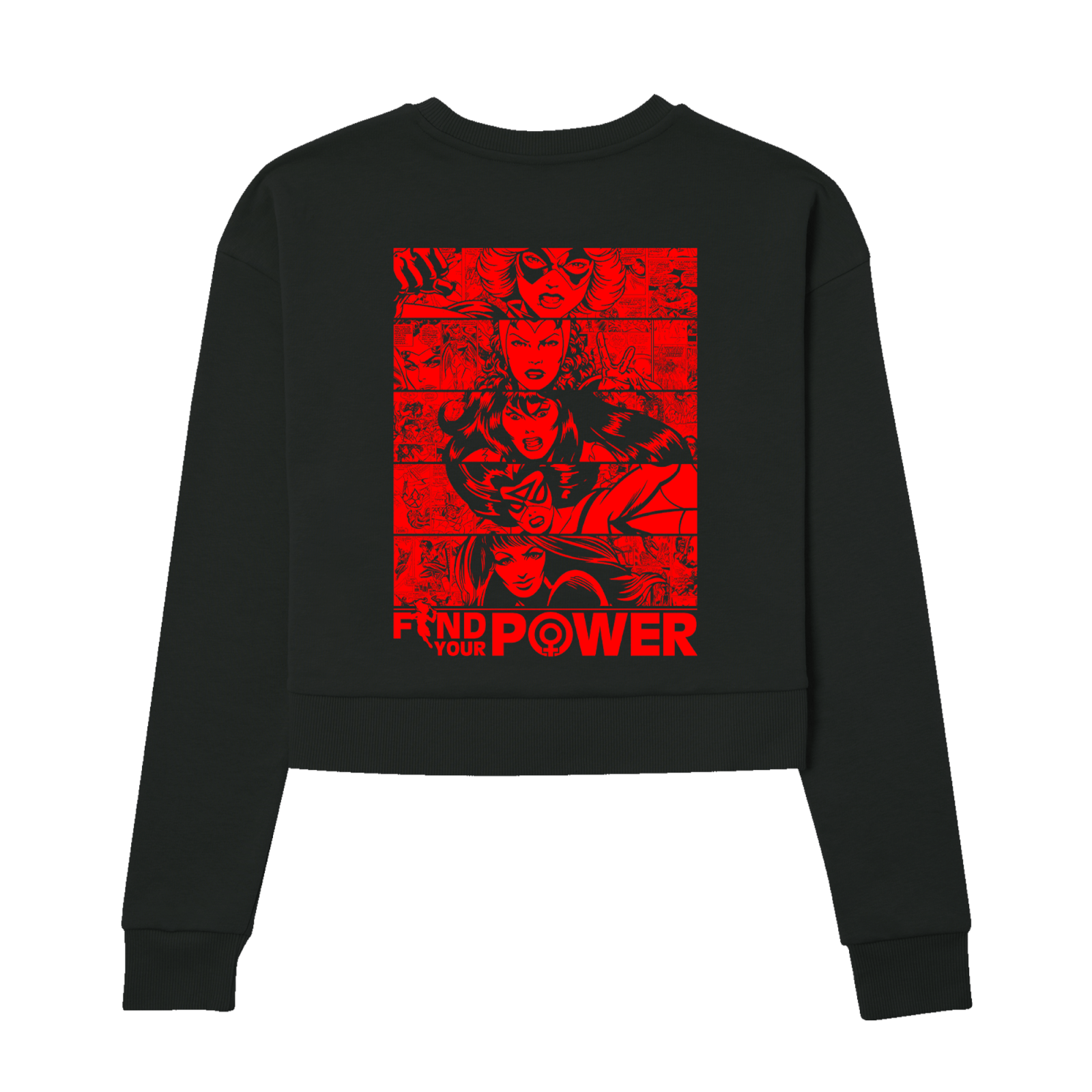 Marvel Female Heroes Find Your Power Women's Cropped Hoodie - Black - L - XS - Schwarz
