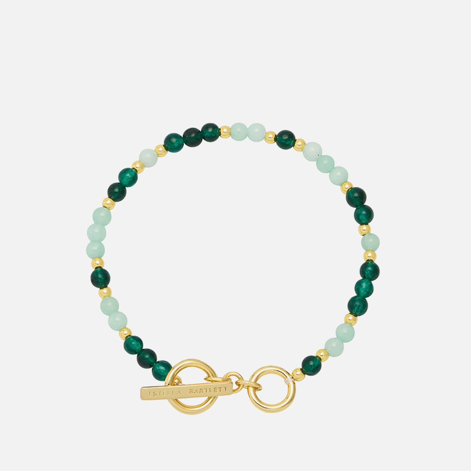 Estella Bartlett Women's Mix Green Semi Precious Beaded Bracelet With Eb Tbar - Green And Gold