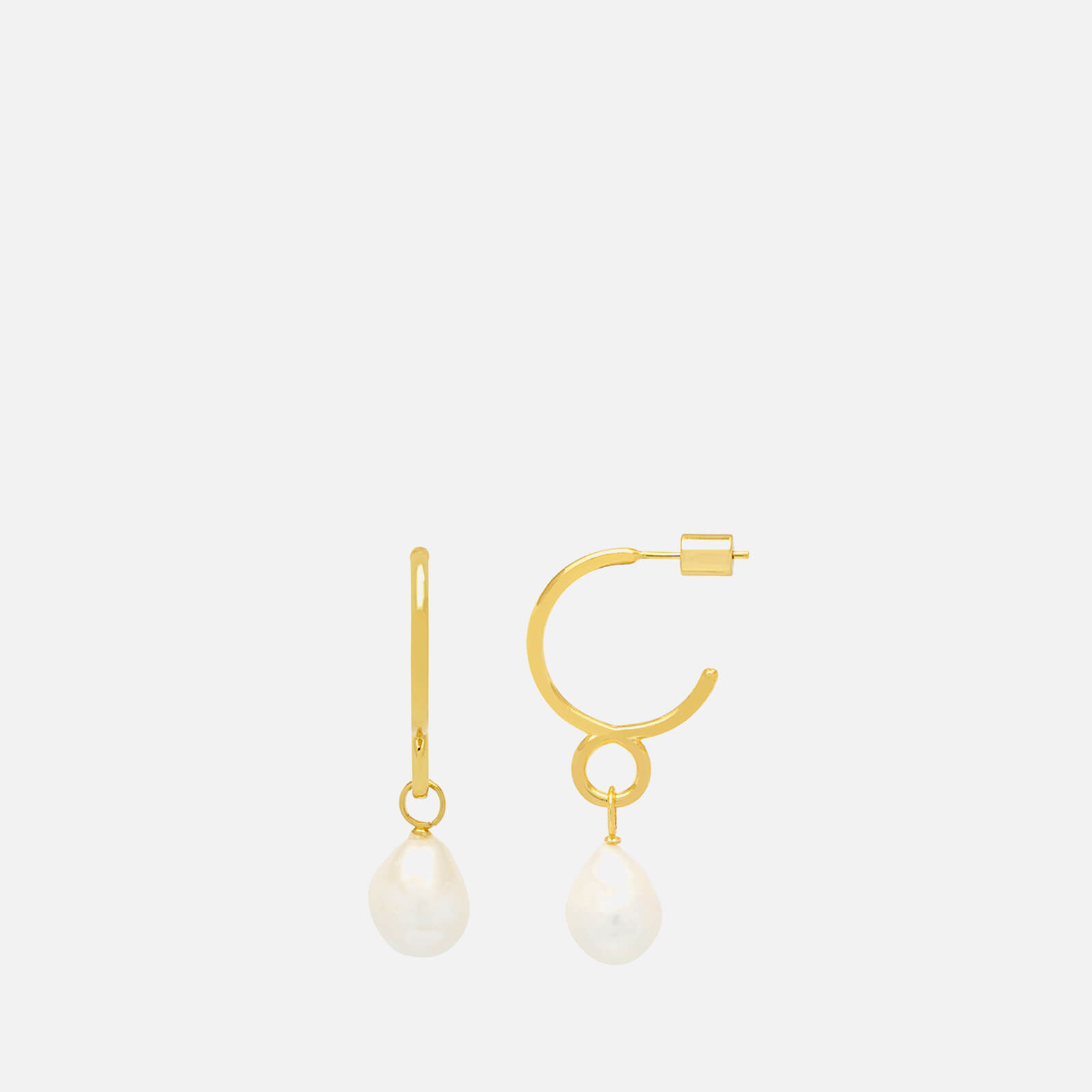 Image of Estella Bartlett Gold-Plated Organic Twist Pearl Drop Hoop