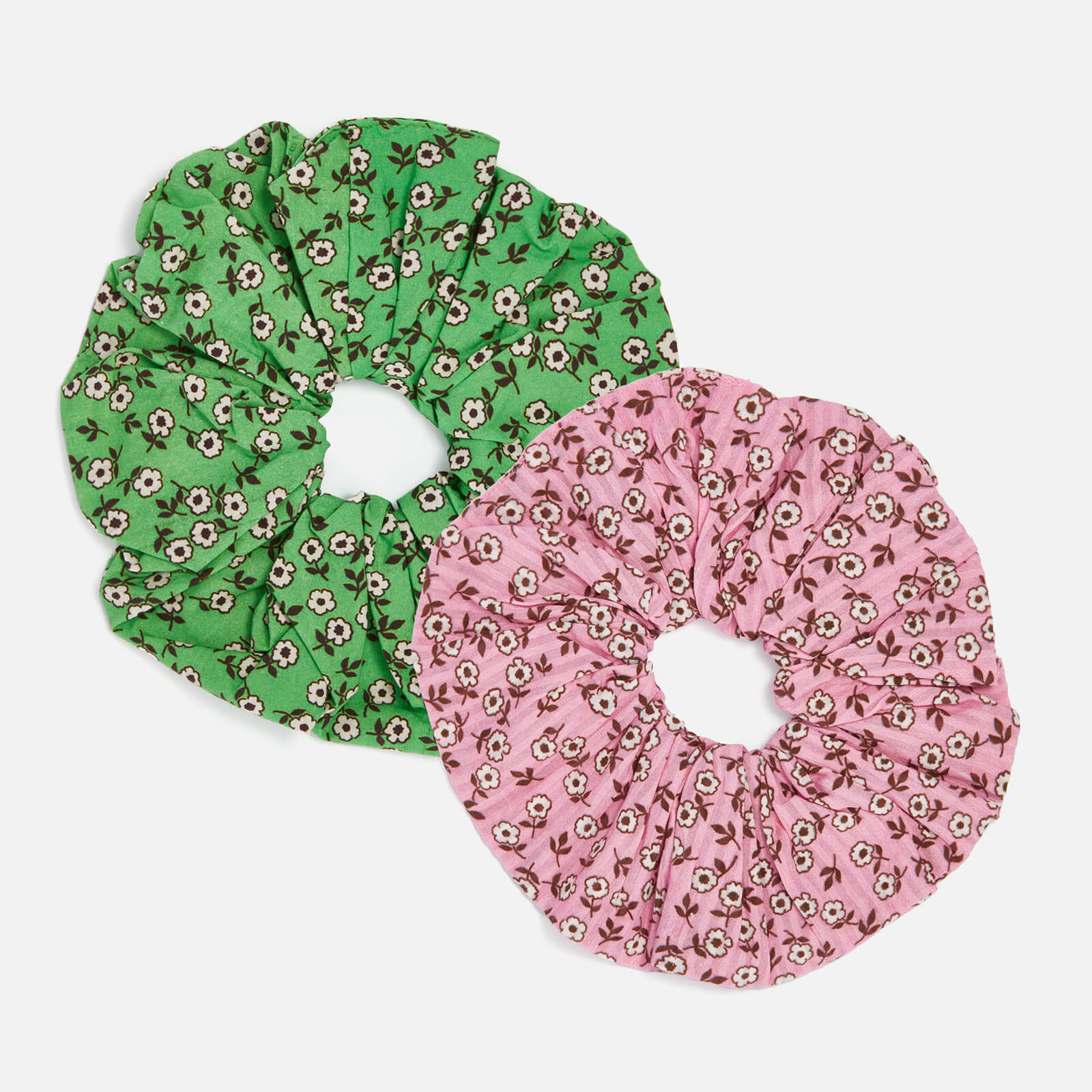 Image of Damson Madder Two-Pack Floral Cotton-Gauze Scrunchies
