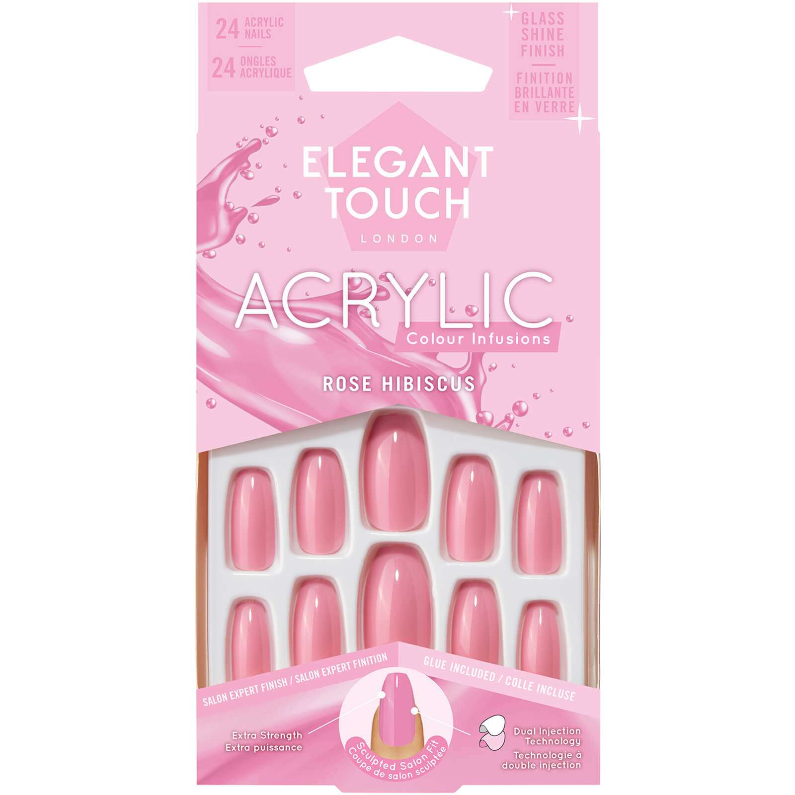 Elegant Touch Acrylic Nail Kit - Rose Hibiscus In White
