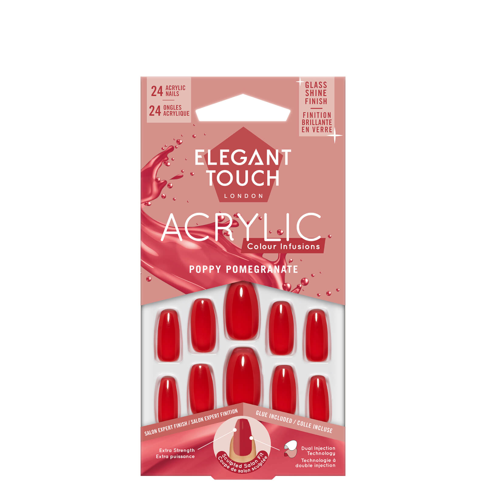 Elegant Touch Acrylic Nail Kit - Poppy Pomegranate In White