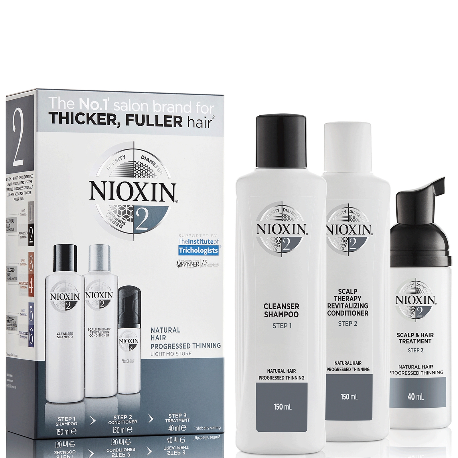 

NIOXIN 3-Part System 2 Trial Kit for Natural Hair with Progressed Thinning
