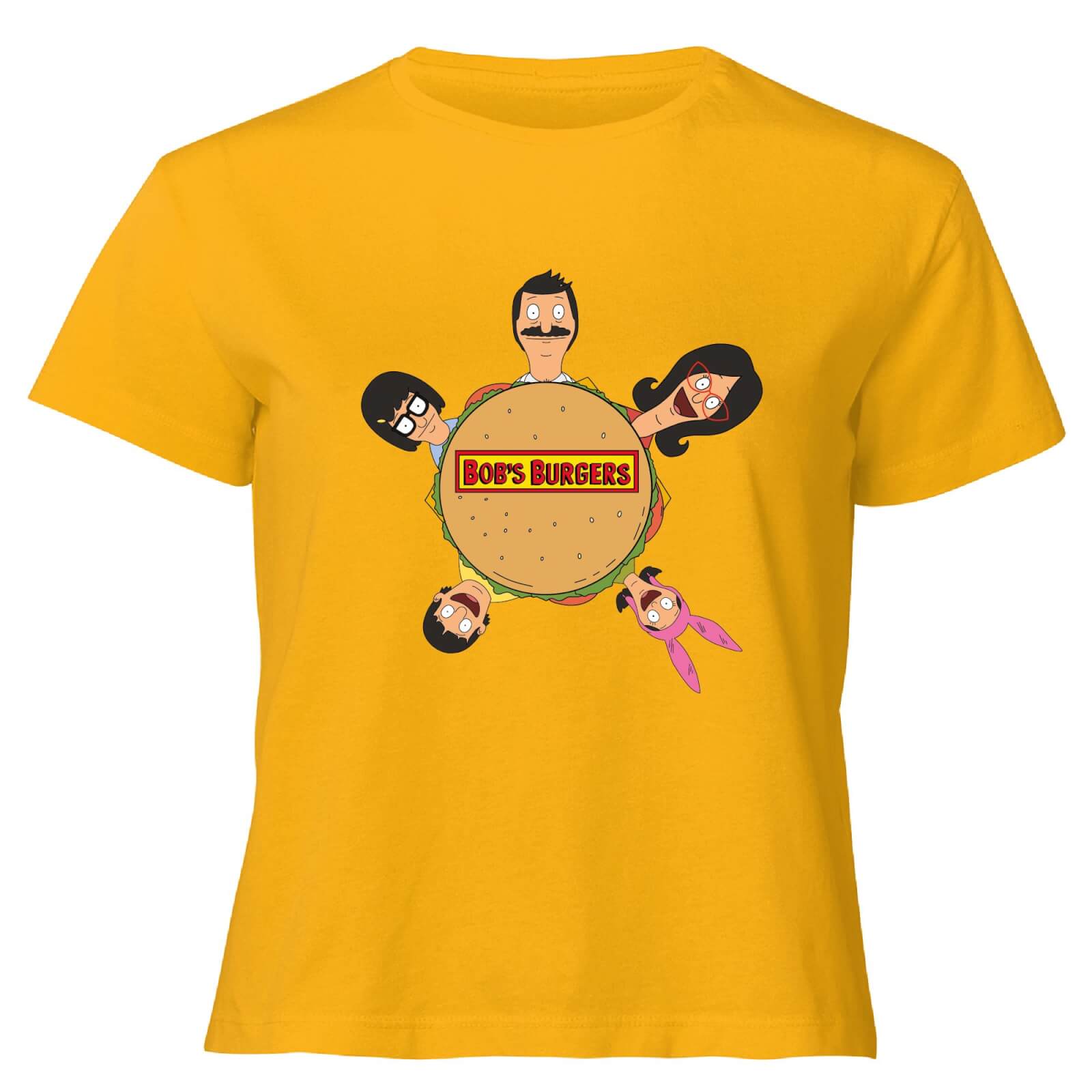 Bob's Burgers Character Burger Women's Cropped T-Shirt - Mustard - XS - Senf