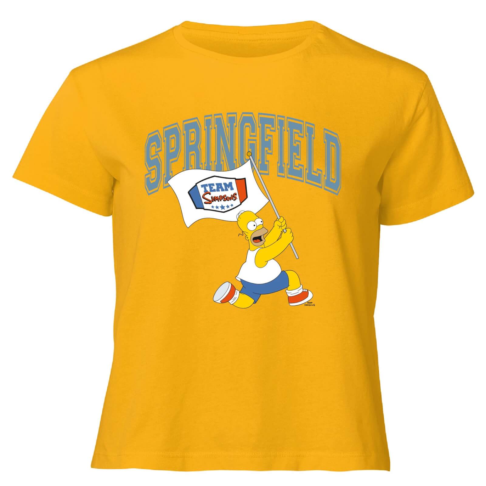 The Simpsons Springfield Team Women's Cropped T-Shirt - Mustard - XS - Senf