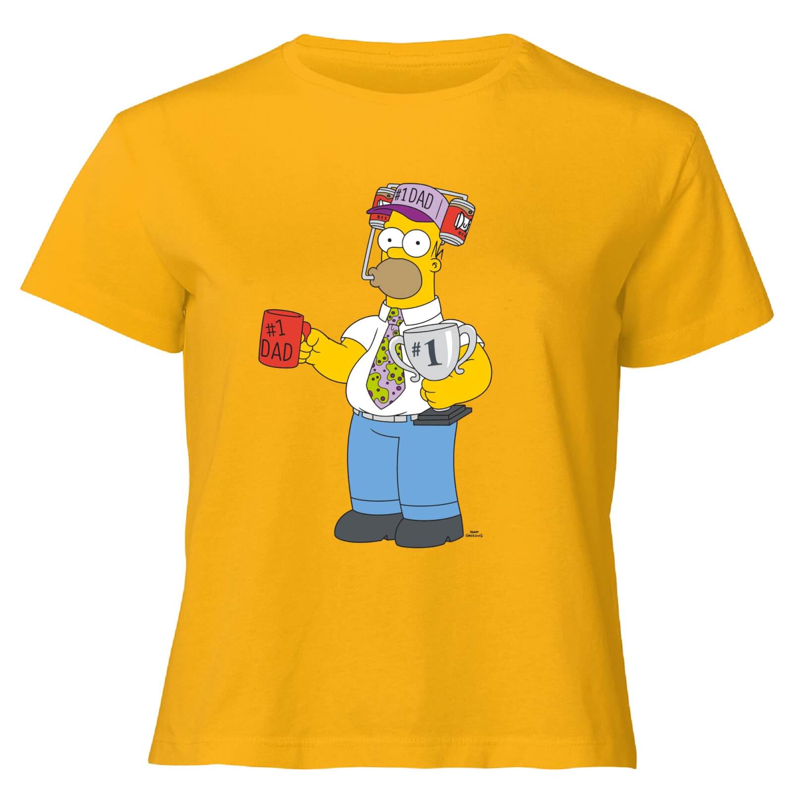 The Simpsons Homer Number 1 Dad Women's Cropped T-Shirt - Mustard - XS - Senf