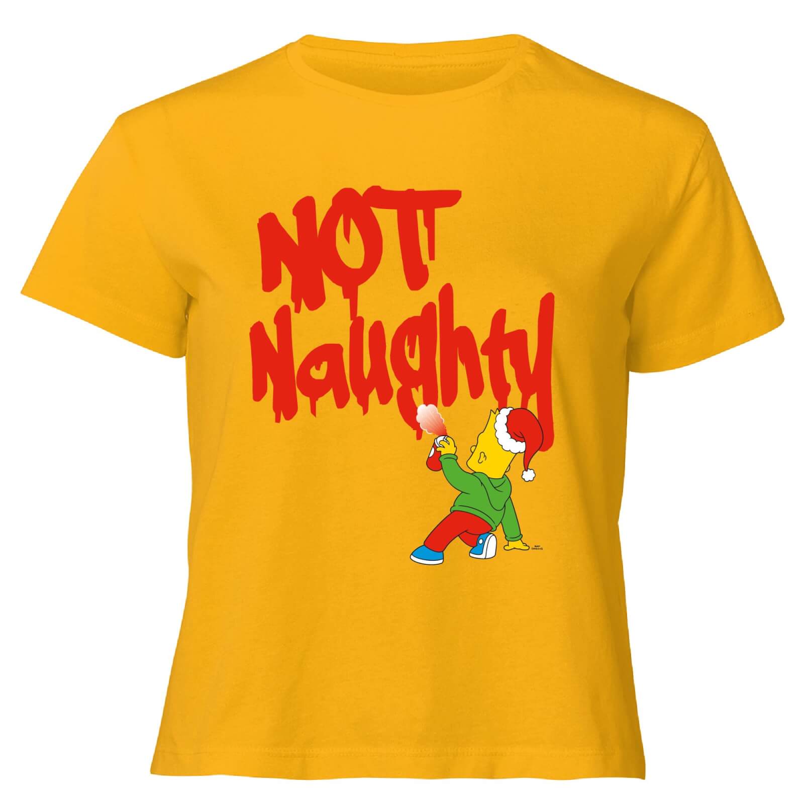 The Simpsons Bart Not Naughty Women's Cropped T-Shirt - Mustard - XS - Senf
