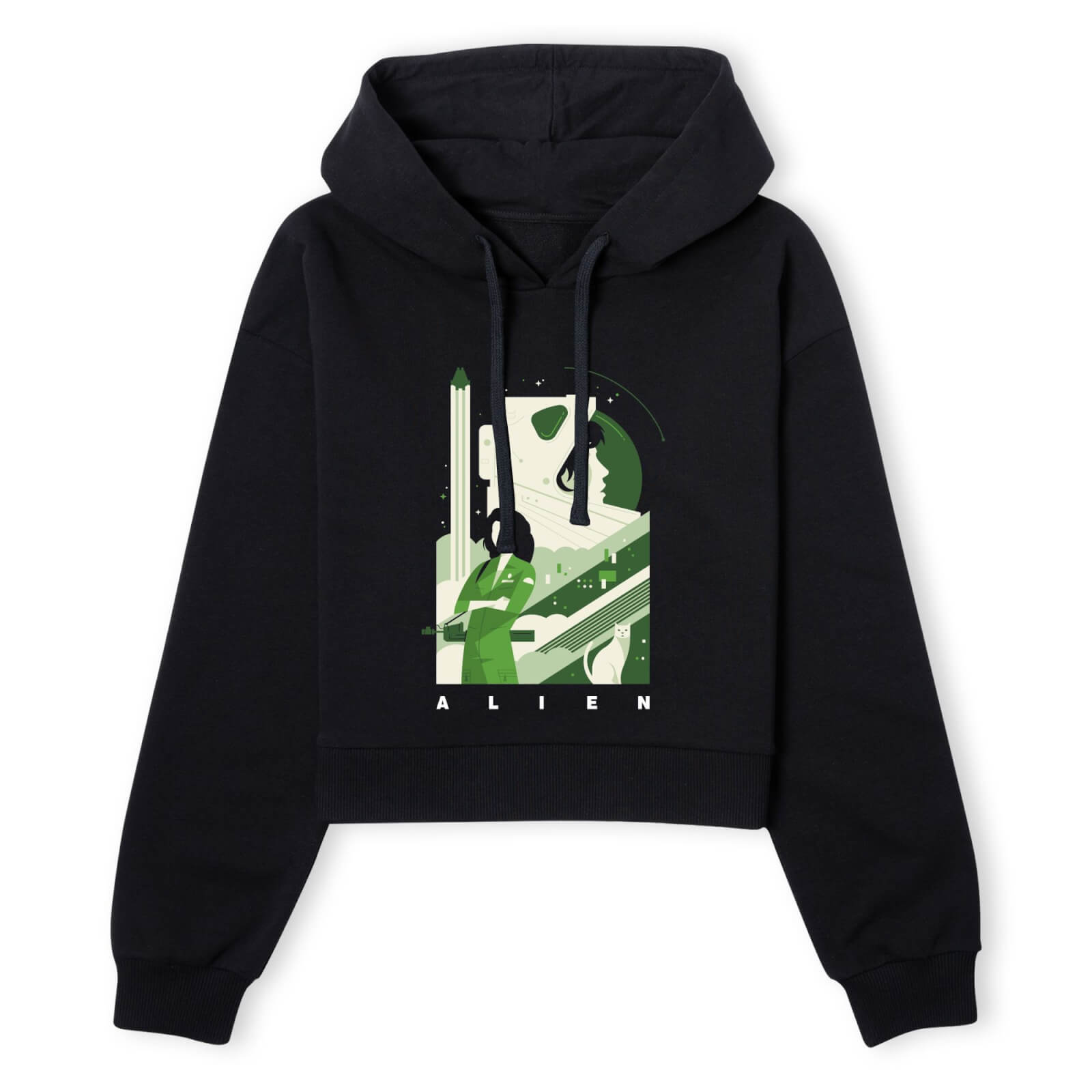 Alien Ripley Space Collage Women's Cropped Hoodie - Black - XS - Schwarz