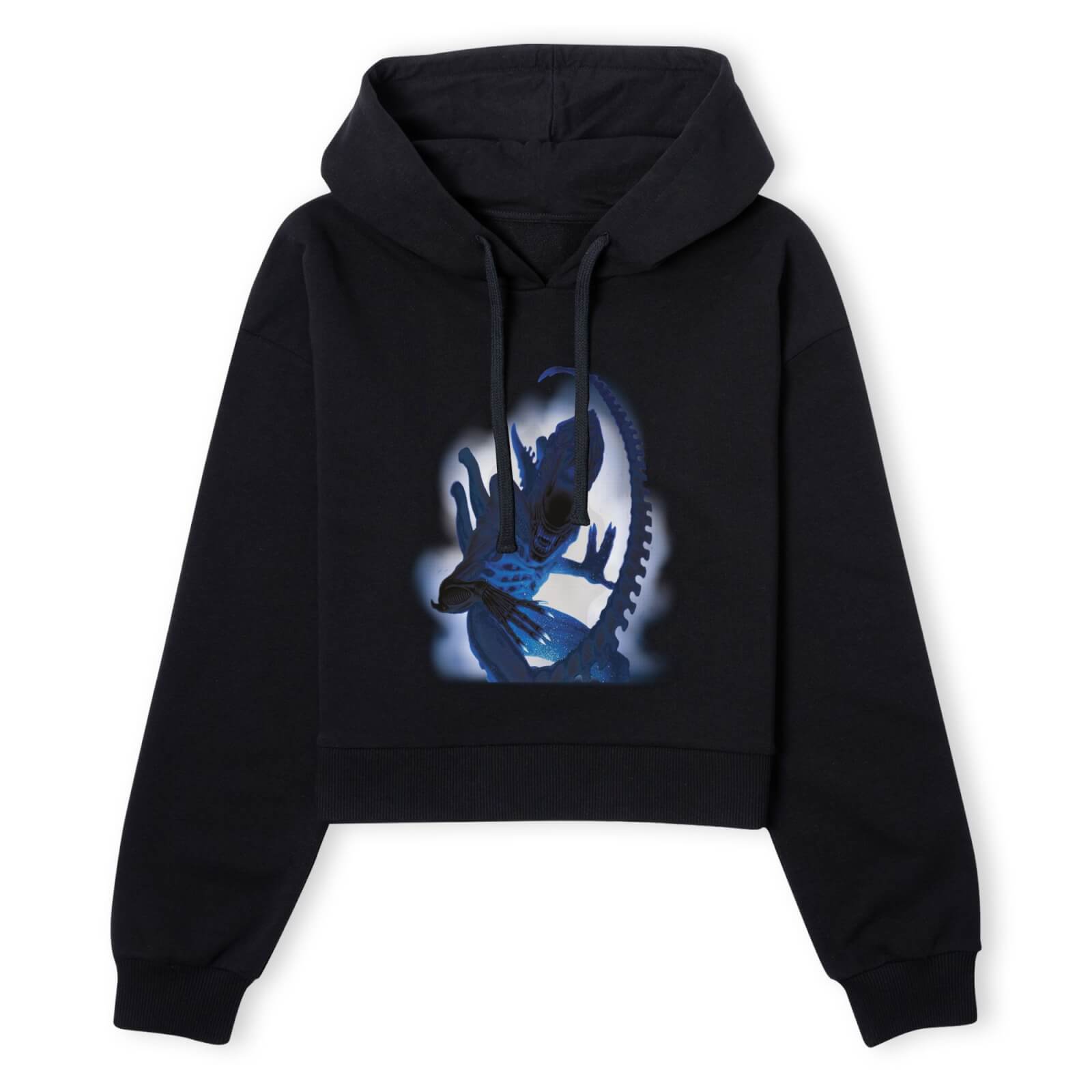 Alien Through The Smoke Women's Cropped Hoodie - Black - XS - Schwarz