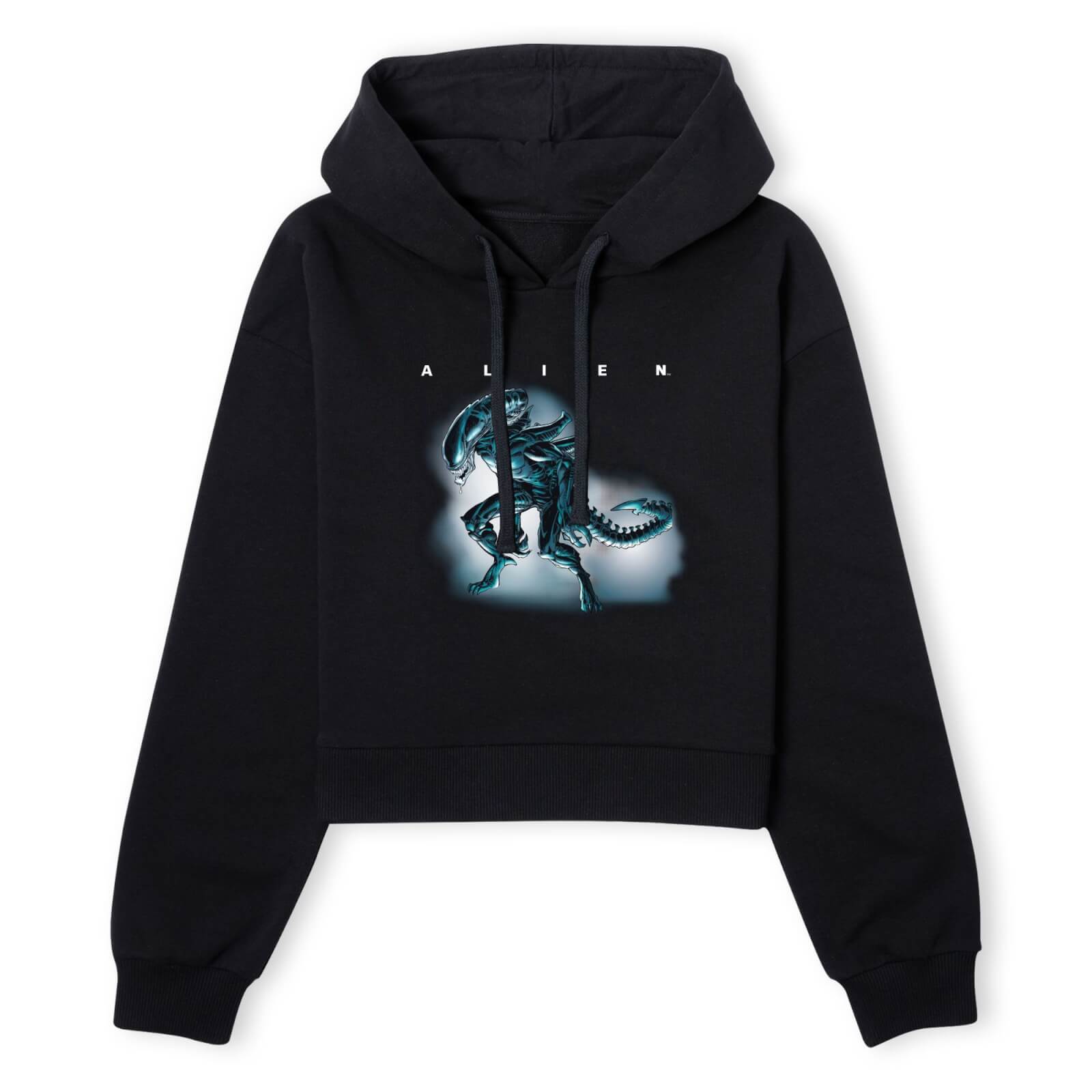 Alien Drooling Through Smoke Women's Cropped Hoodie - Black - XS - Schwarz
