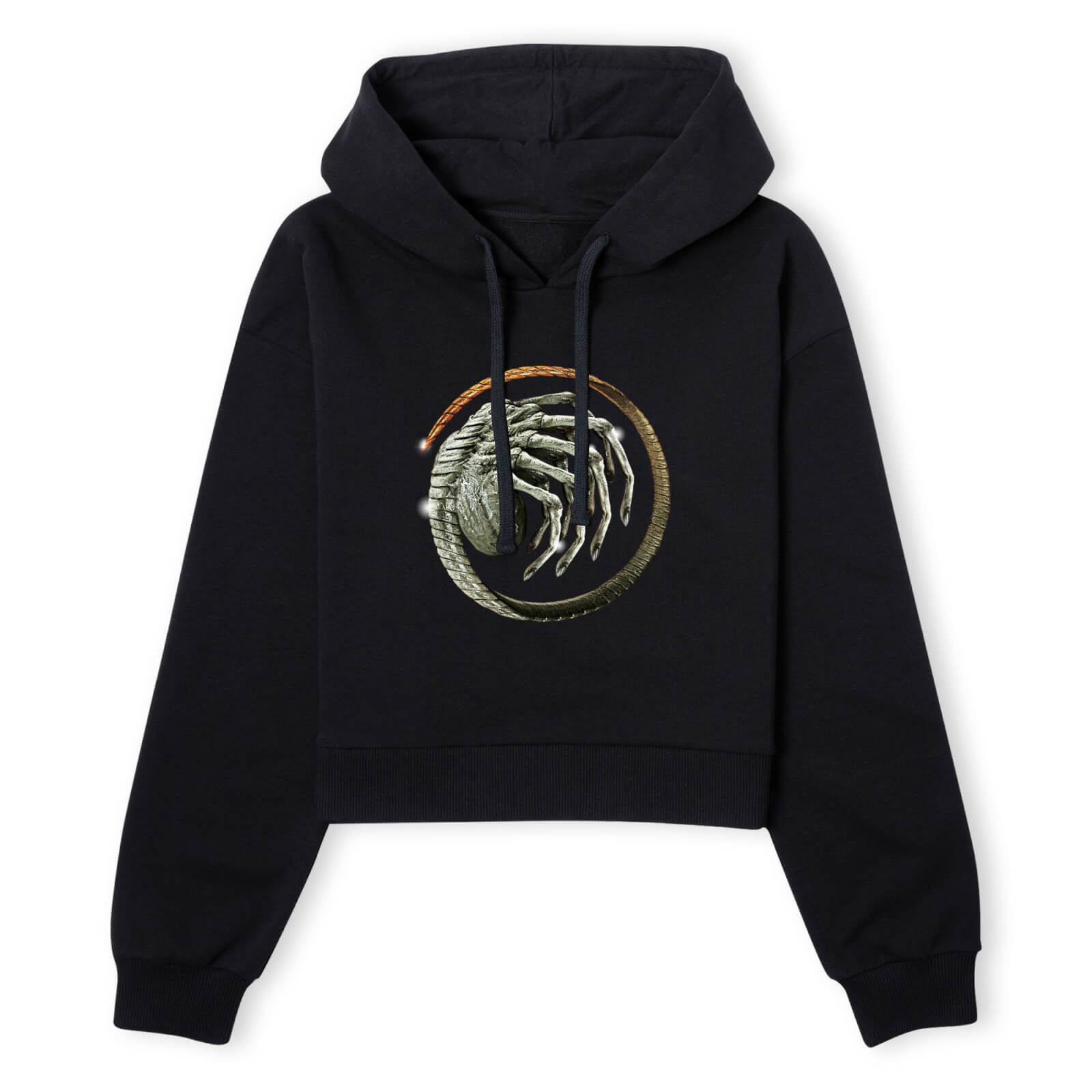 Alien Facehugger Curled Women's Cropped Hoodie - Black - XS - Schwarz