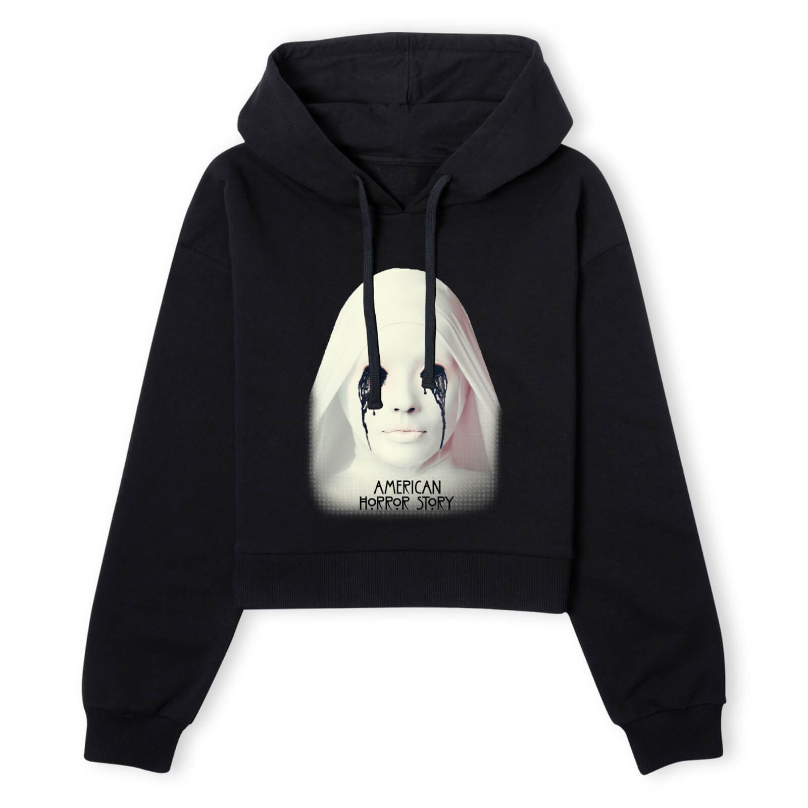 American Horror Story Crying White Nun Women's Cropped Hoodie - Black - XS - Schwarz