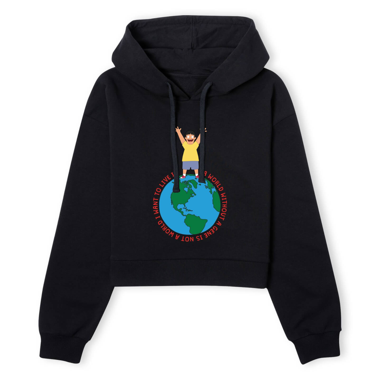 Bob's Burgers A World Without Women's Cropped Hoodie - Black - XS - Schwarz