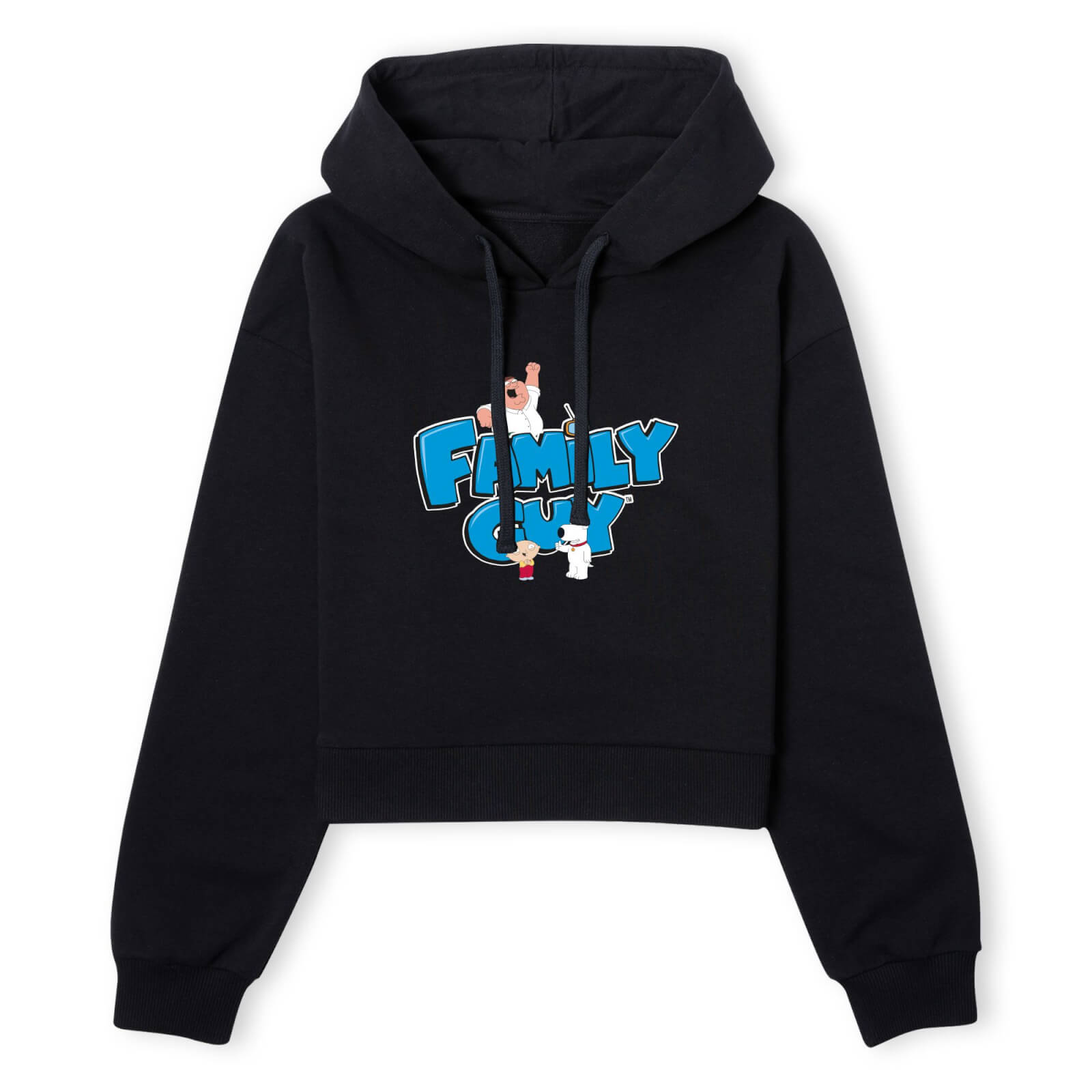 Family Guy Character Logo Women's Cropped Hoodie - Black - XS - Black