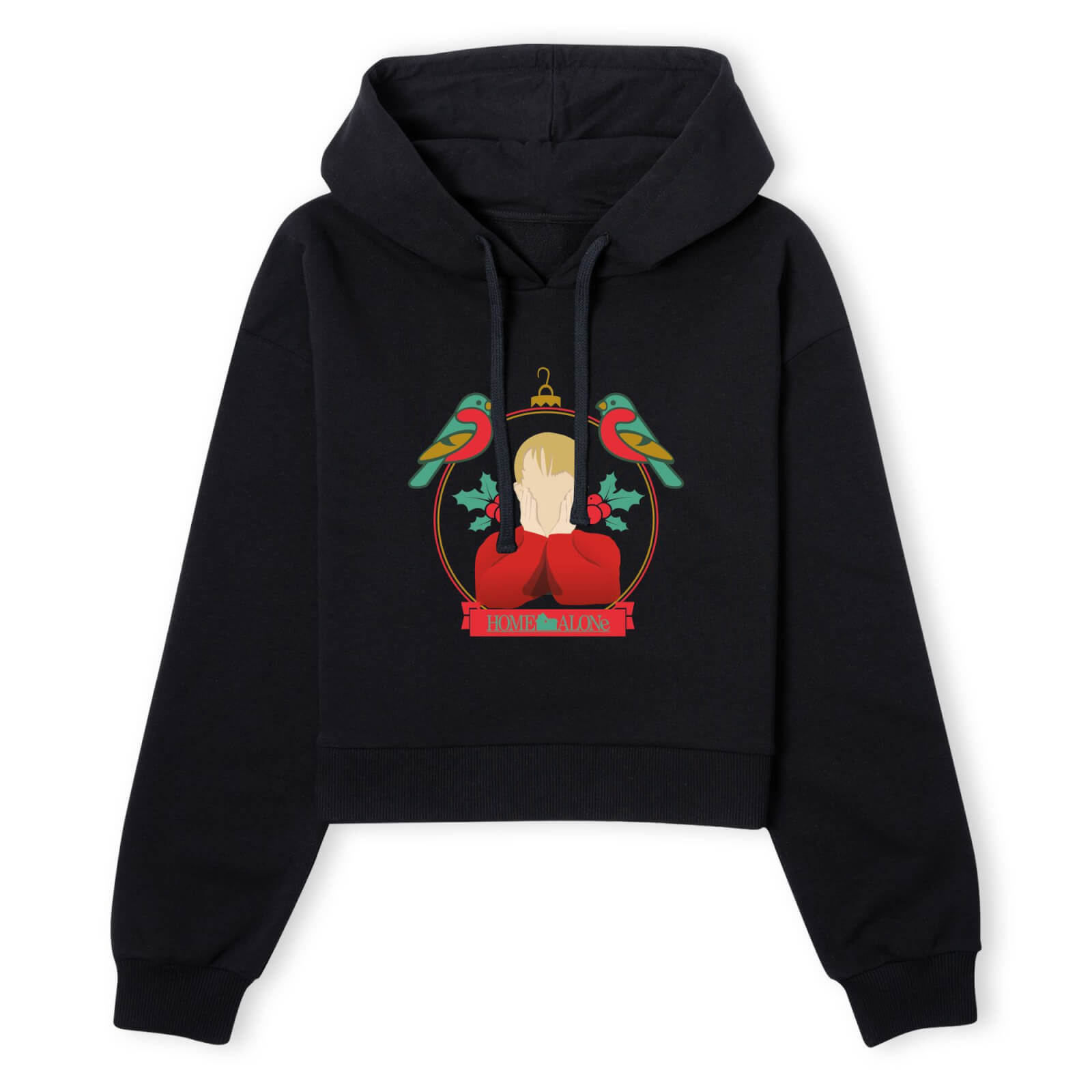 Home Alone Christmas Bauble Women's Cropped Hoodie - Black - XS - Black