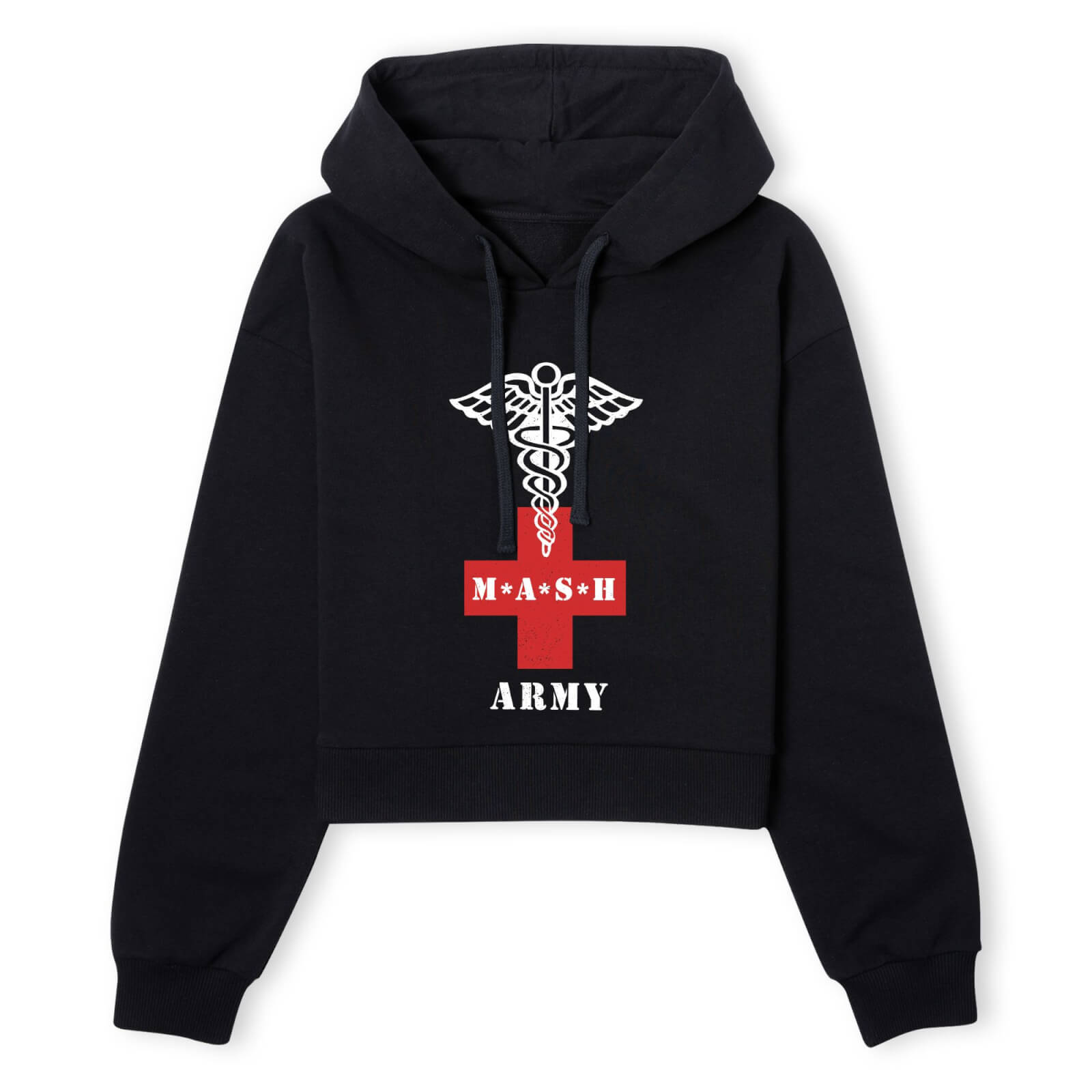 M*A*S*H Army Red Cross Women's Cropped Hoodie - Black - XS - Black