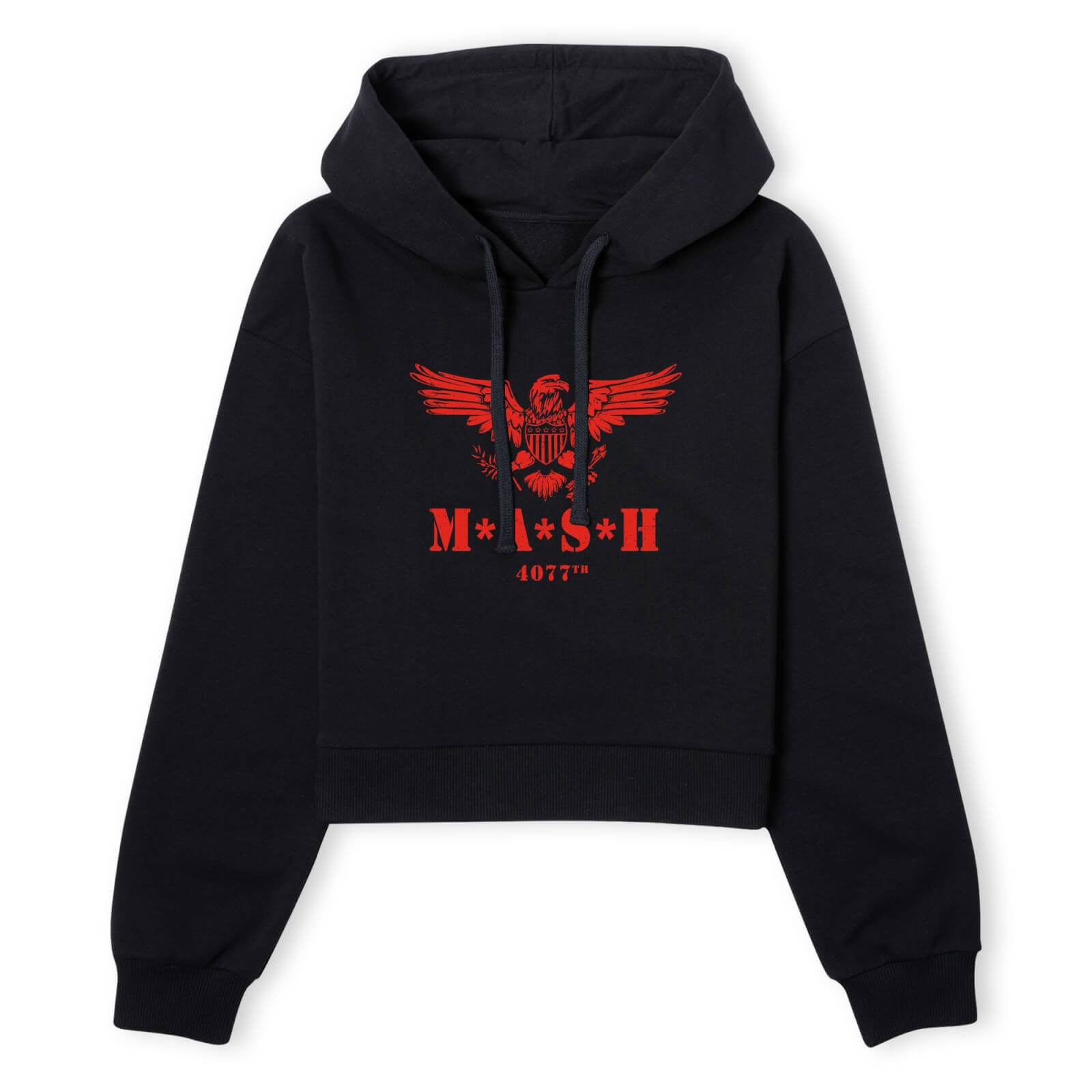 M*A*S*H Broken Eagle Logo Women's Cropped Hoodie - Black - XS - Black
