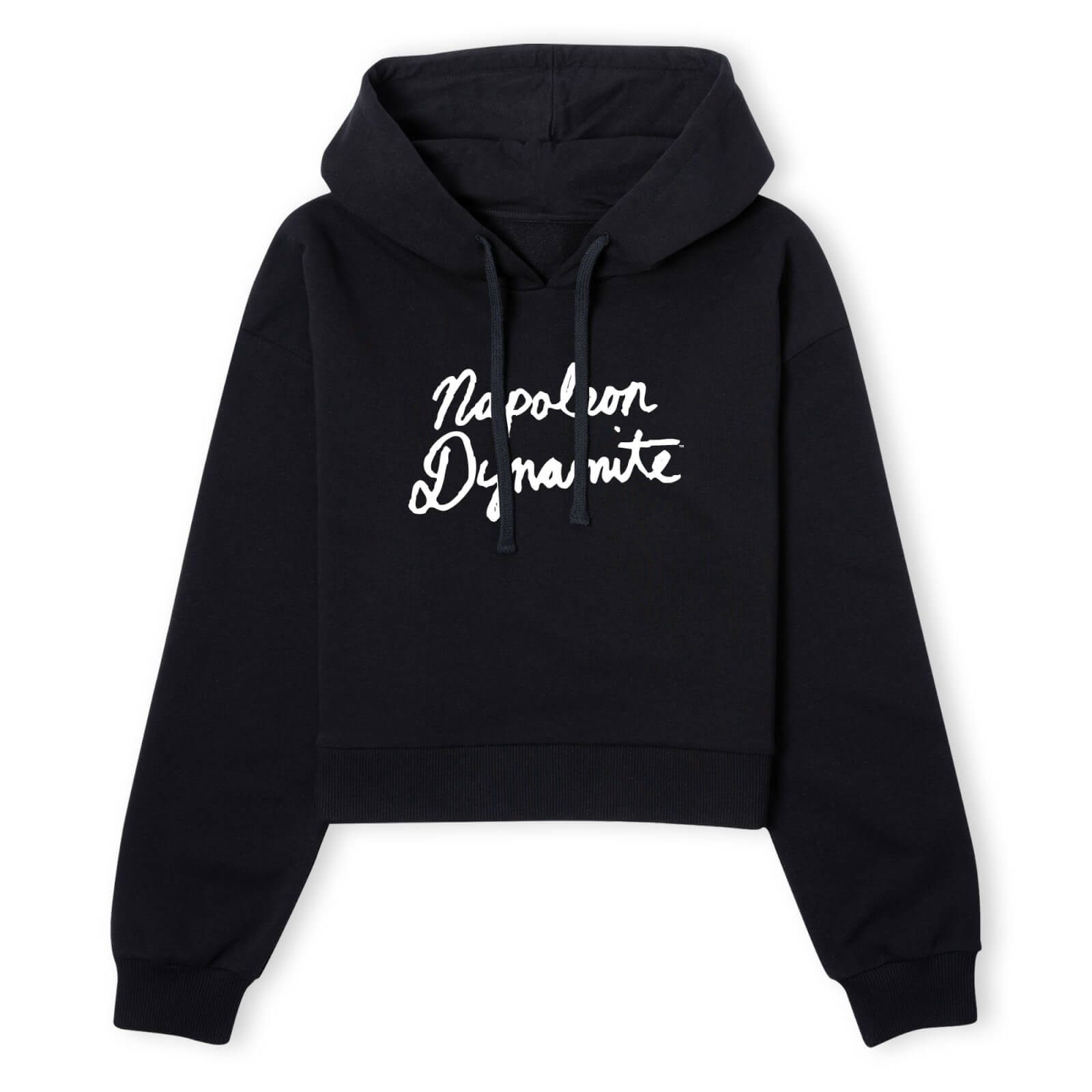 Napoleon Dynamite Script Logo Women's Cropped Hoodie - Black - XS - Schwarz