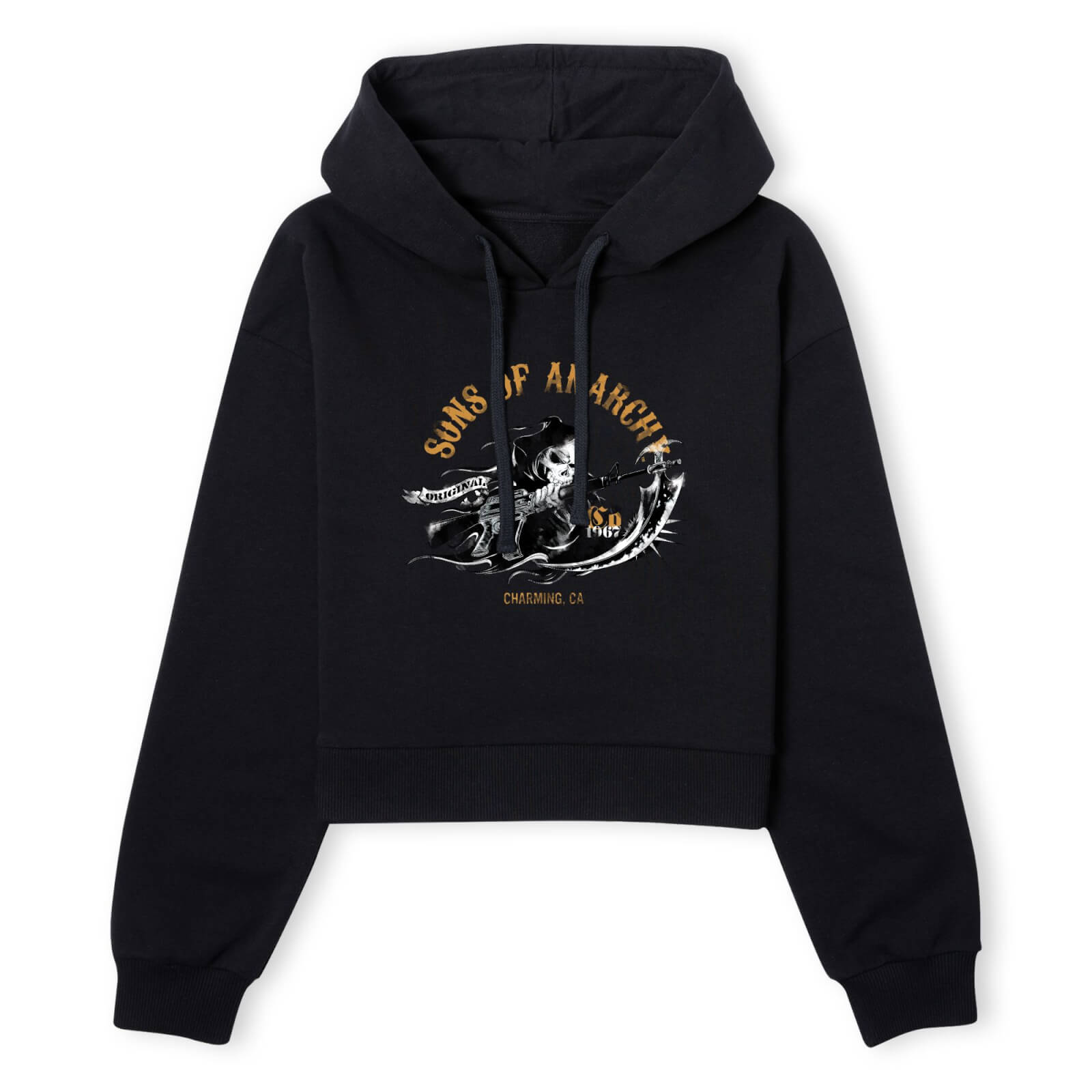 Sons of Anarchy Reaper Illustration Women's Cropped Hoodie - Black - XS - Schwarz