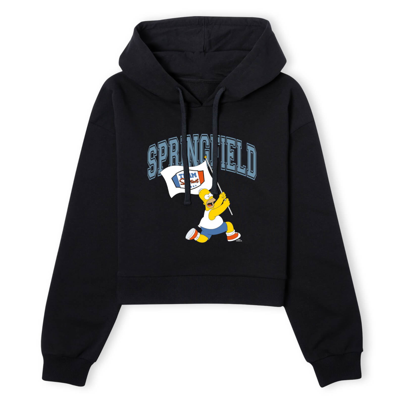 The Simpsons Springfield Team Women's Cropped Hoodie - Black - XS - Black