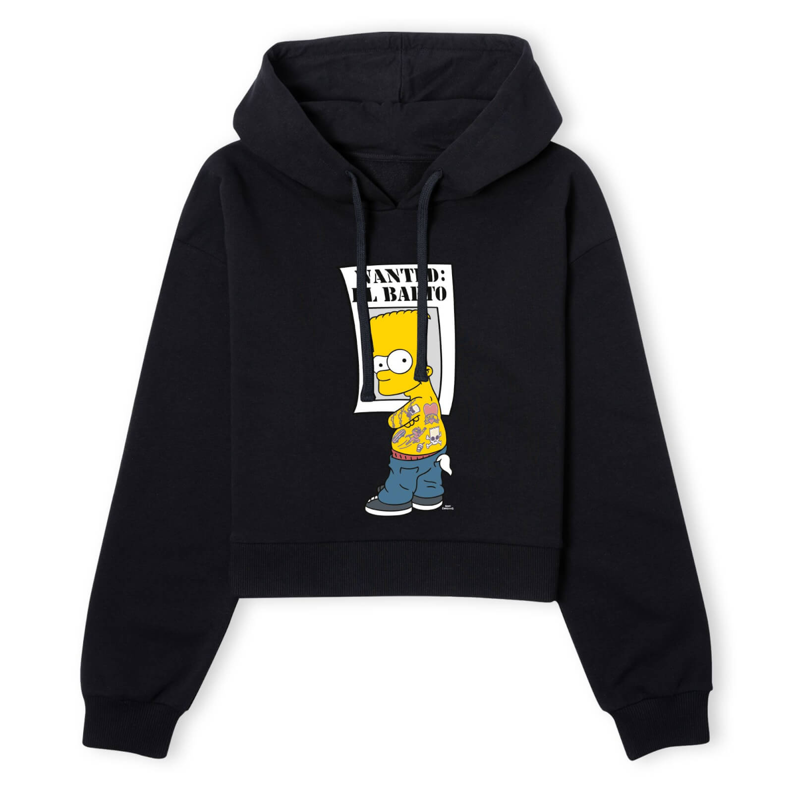 The Simpsons Wanted El Barto Women's Cropped Hoodie - Black - XS - Schwarz