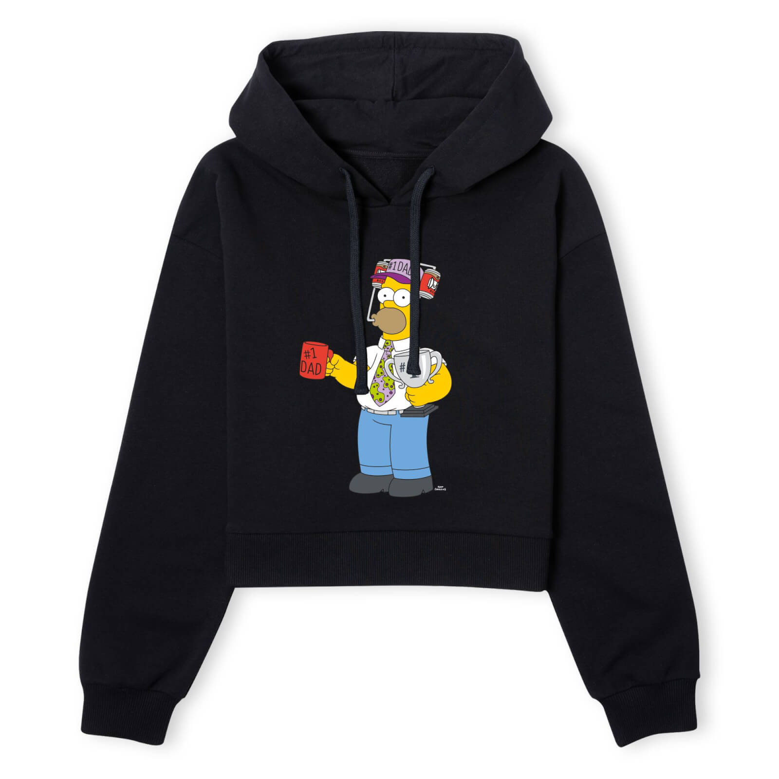 The Simpsons Homer Number 1 Dad Women's Cropped Hoodie - Black - XS - Schwarz