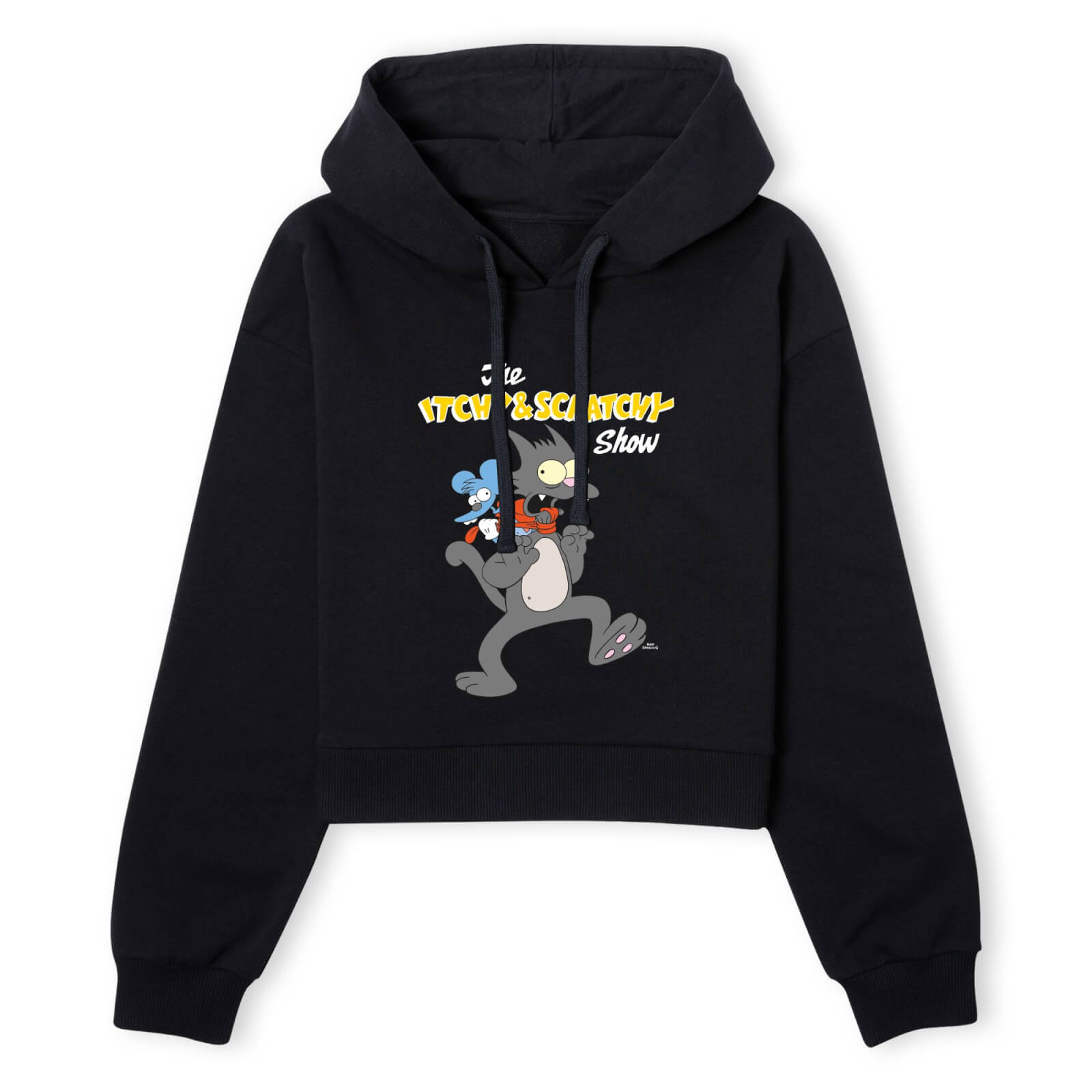 The Simpsons Itchy And Scratchy Strangle Women's Cropped Hoodie - Black - XS - Schwarz