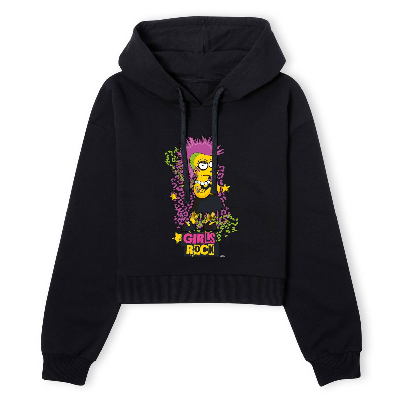 The Simpsons Lisa Girls Rock Women's Cropped Hoodie - Black - XS - Black