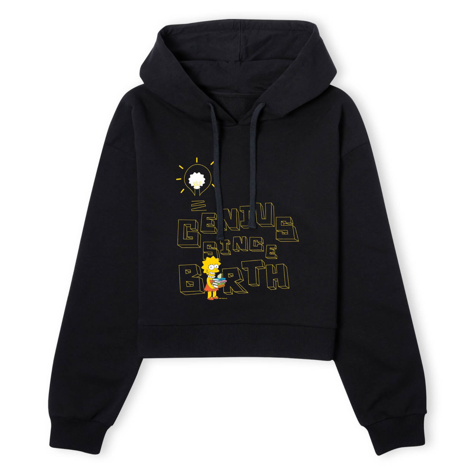 The Simpsons Genius Since Birth Women's Cropped Hoodie - Black - XS - Schwarz