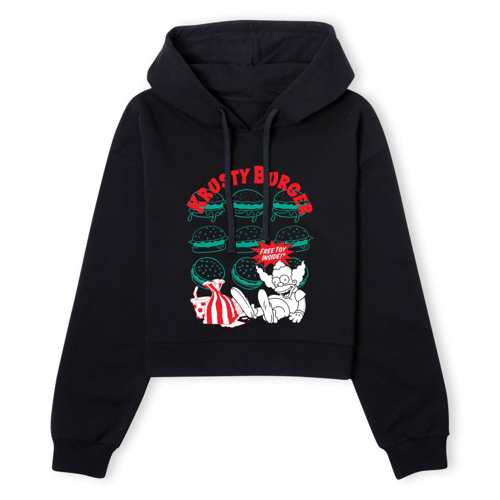 The Simpsons Krusty Burger Women's Cropped Hoodie - Black - XS - Schwarz