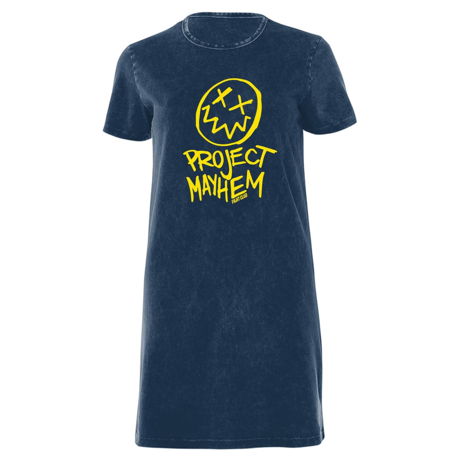 Fight Club Project Mayhem Women's T-Shirt Dress - Navy Acid Wash - XXL - Navy Acid Wash