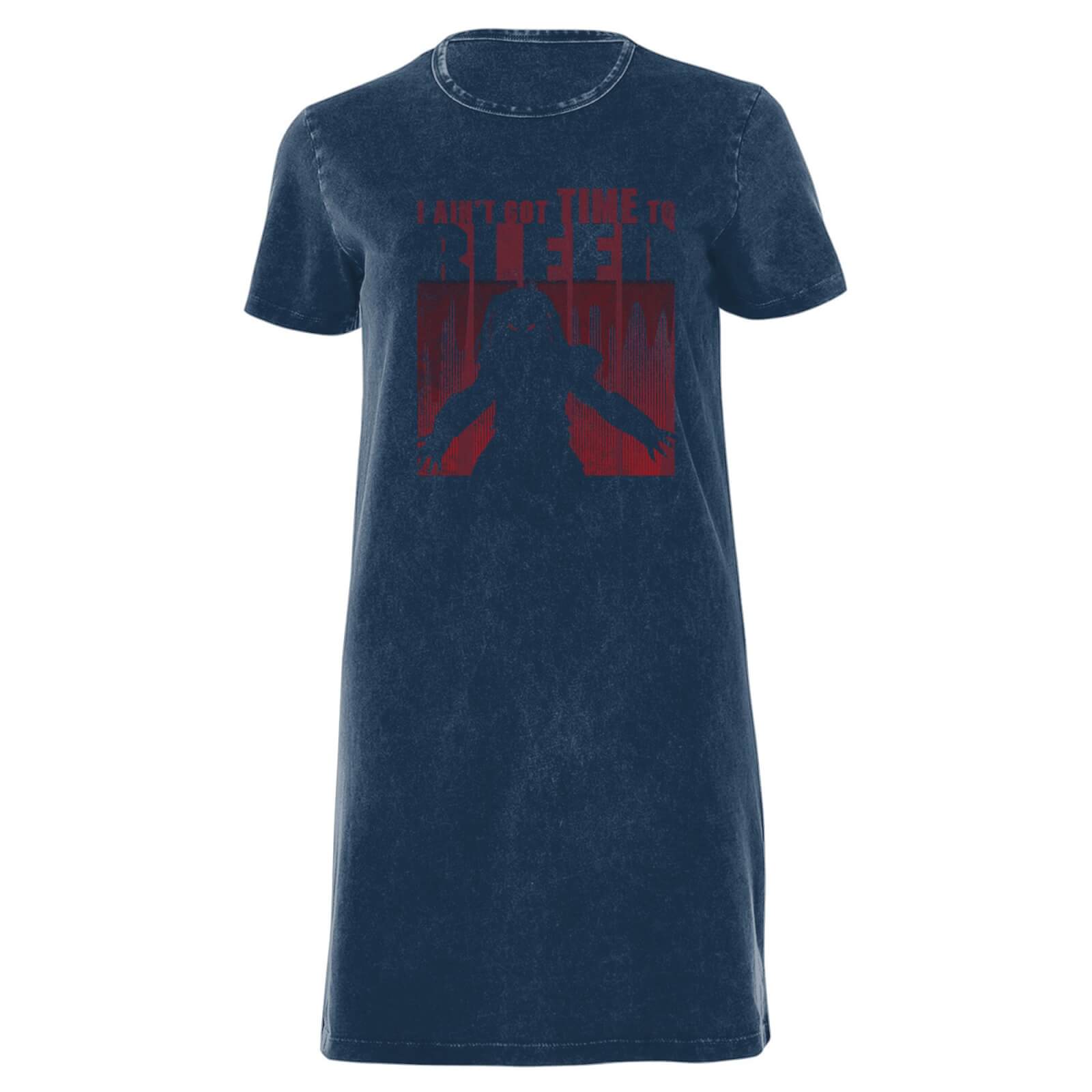 Predator Time To Bleed Women's T-Shirt Dress - Navy Acid Wash - XXL - Navy Acid Wash