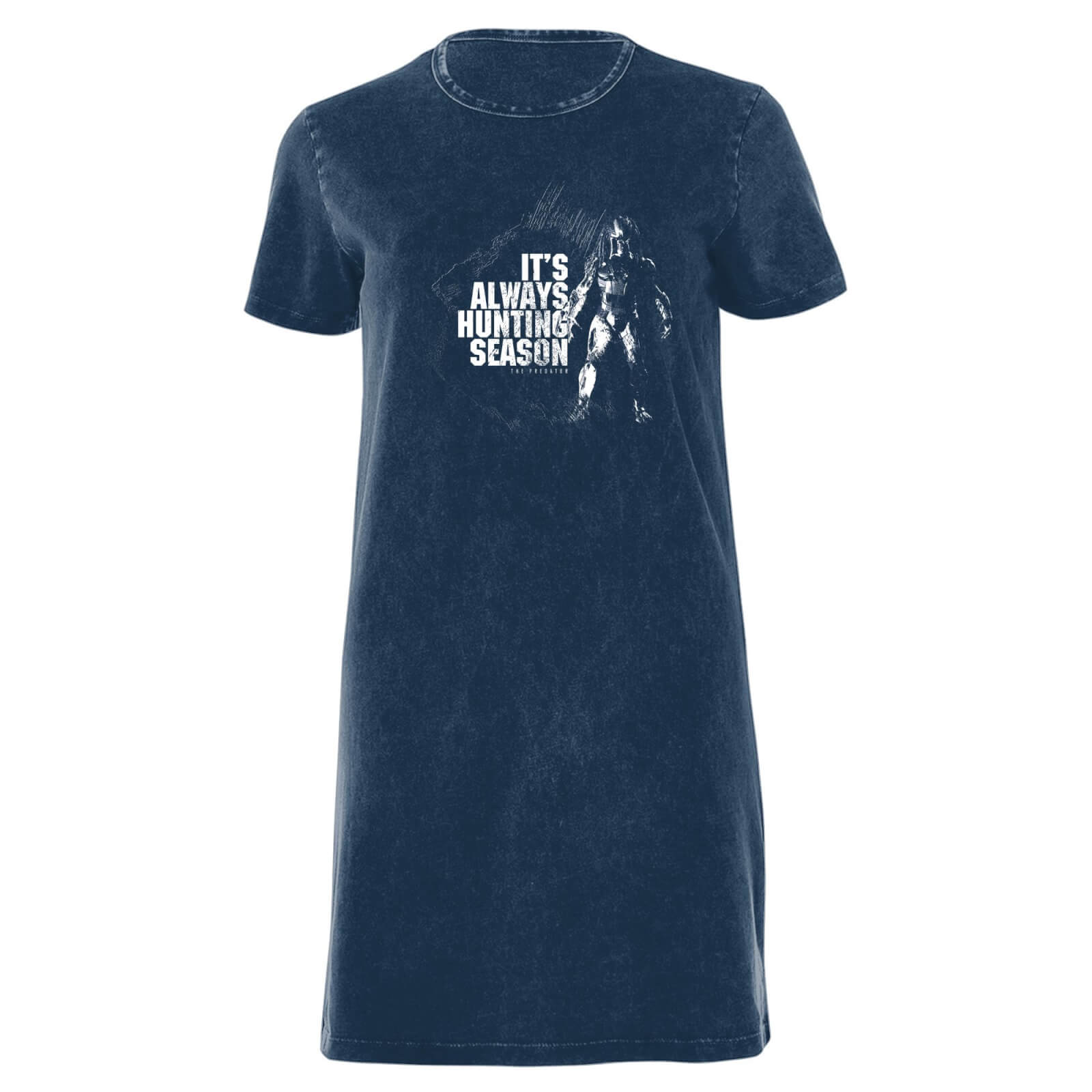 Predator Always Hunting Season Women's T-Shirt Dress - Navy Acid Wash - XXL - Navy Acid Wash