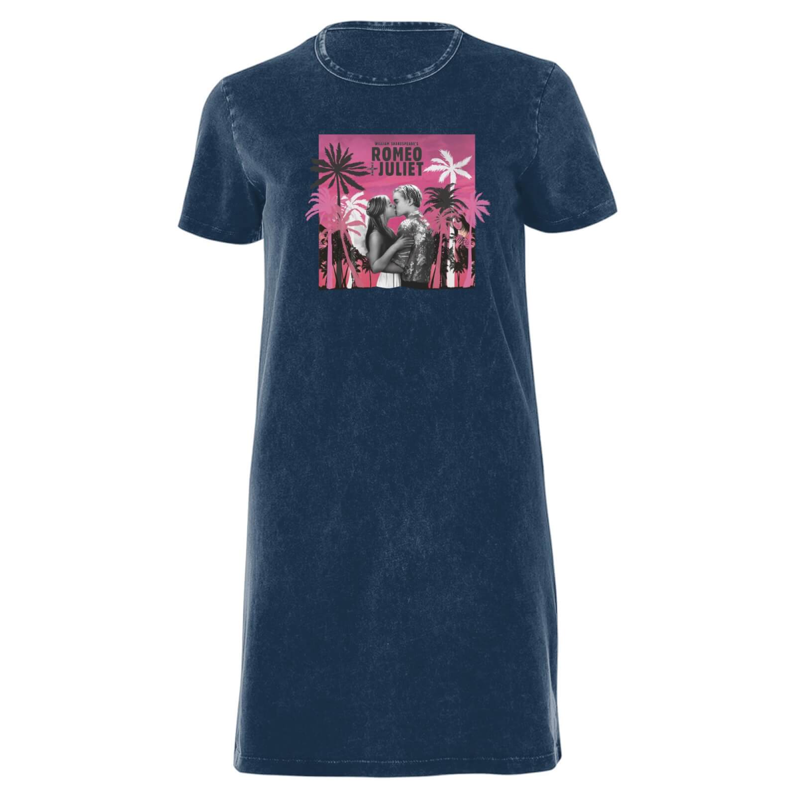 Romeo and Juliet Palmtree Women's T-Shirt Dress - Navy Acid Wash - XXL - Navy Acid Wash