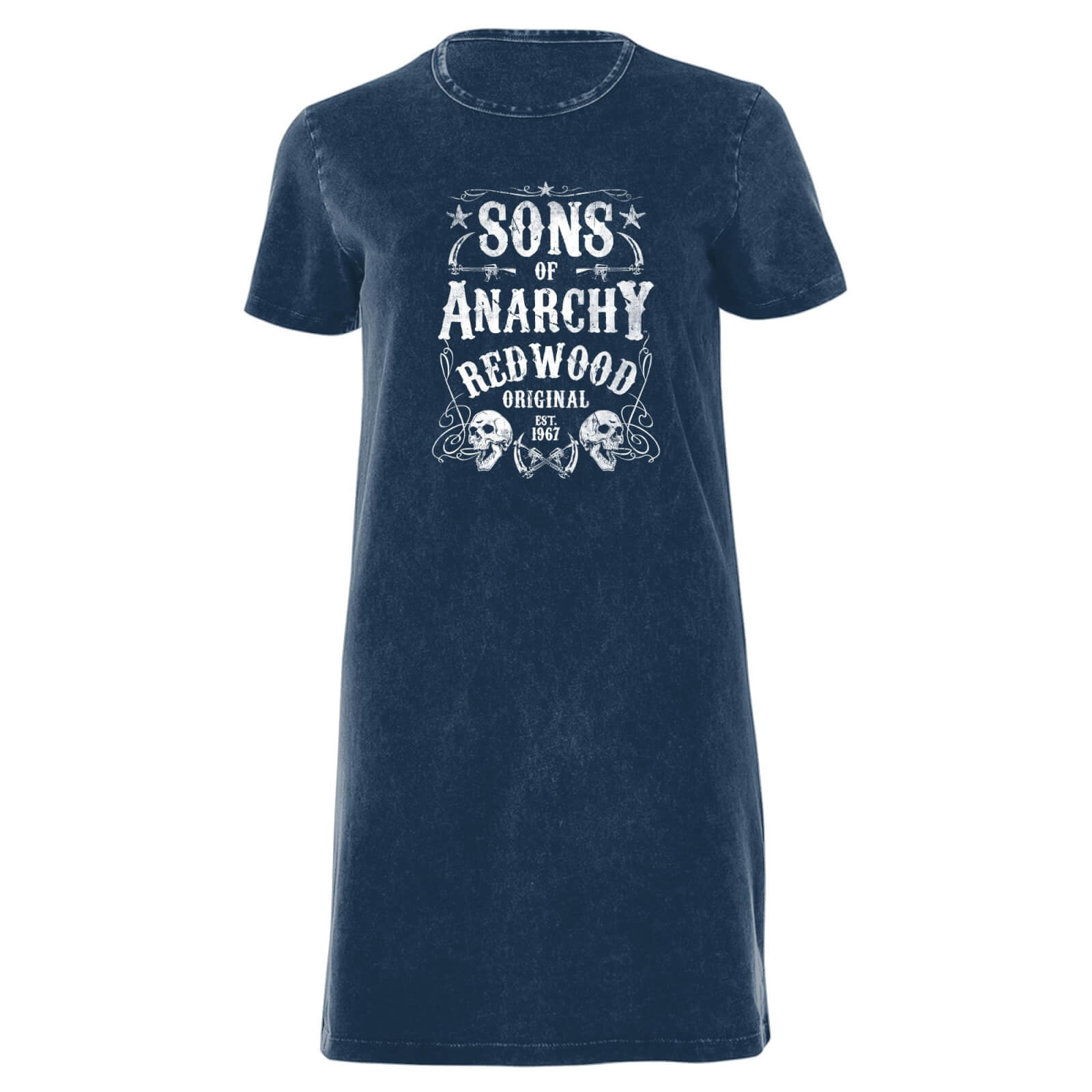 Sons of Anarchy Redwood Original Women's T-Shirt Dress - Navy Acid Wash - XXL - Navy Acid Wash