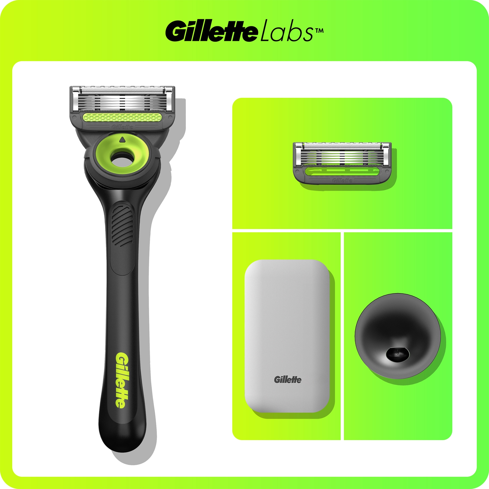Gillette Labs Razor  Travel Case and 1 Blade Refill - Neon Night Green