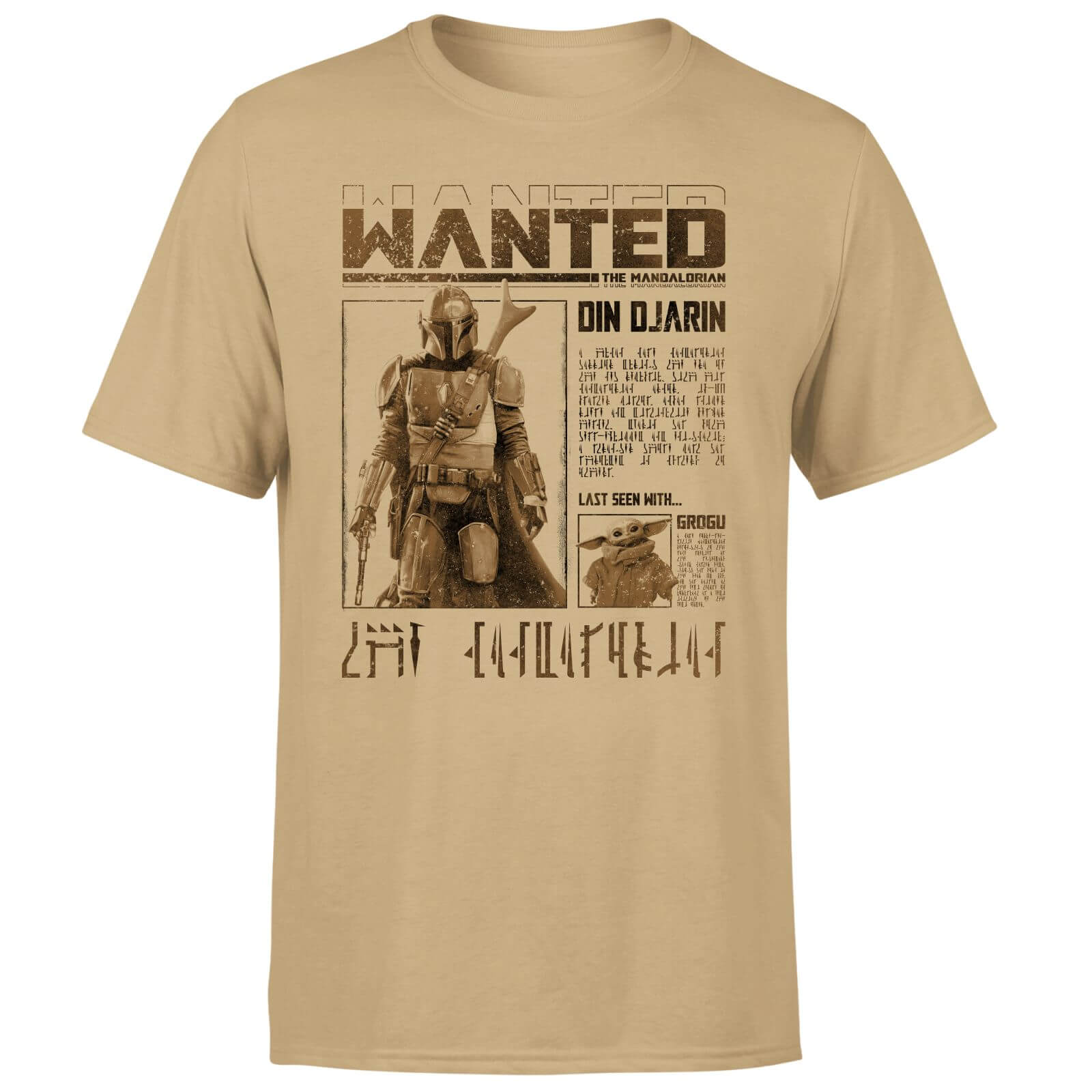 Star Wars The Mandalorian Wanted Men's T-Shirt - Tan - L
