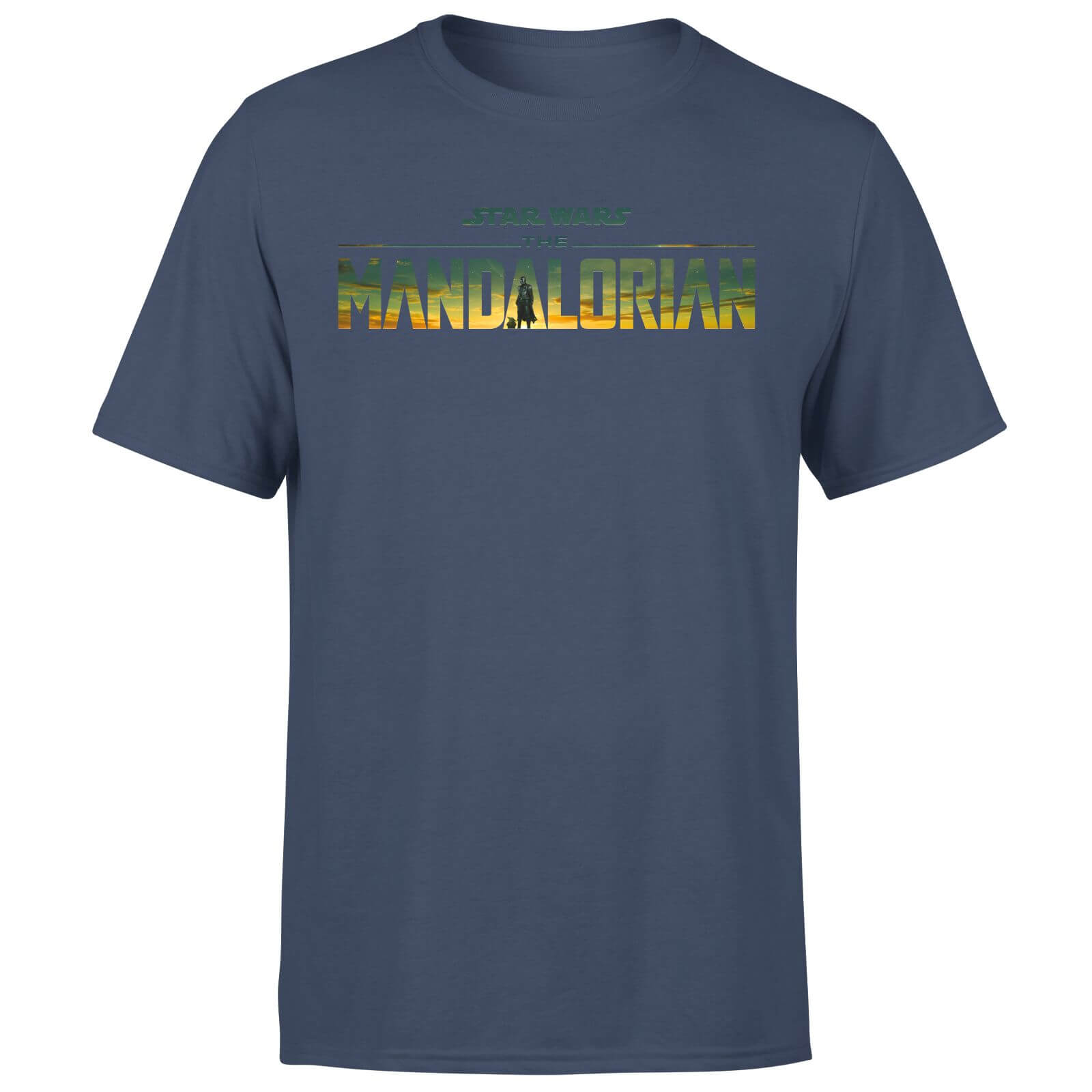 Star Wars The Mandalorian Sunset Logo Men's T-Shirt - Navy - XXL