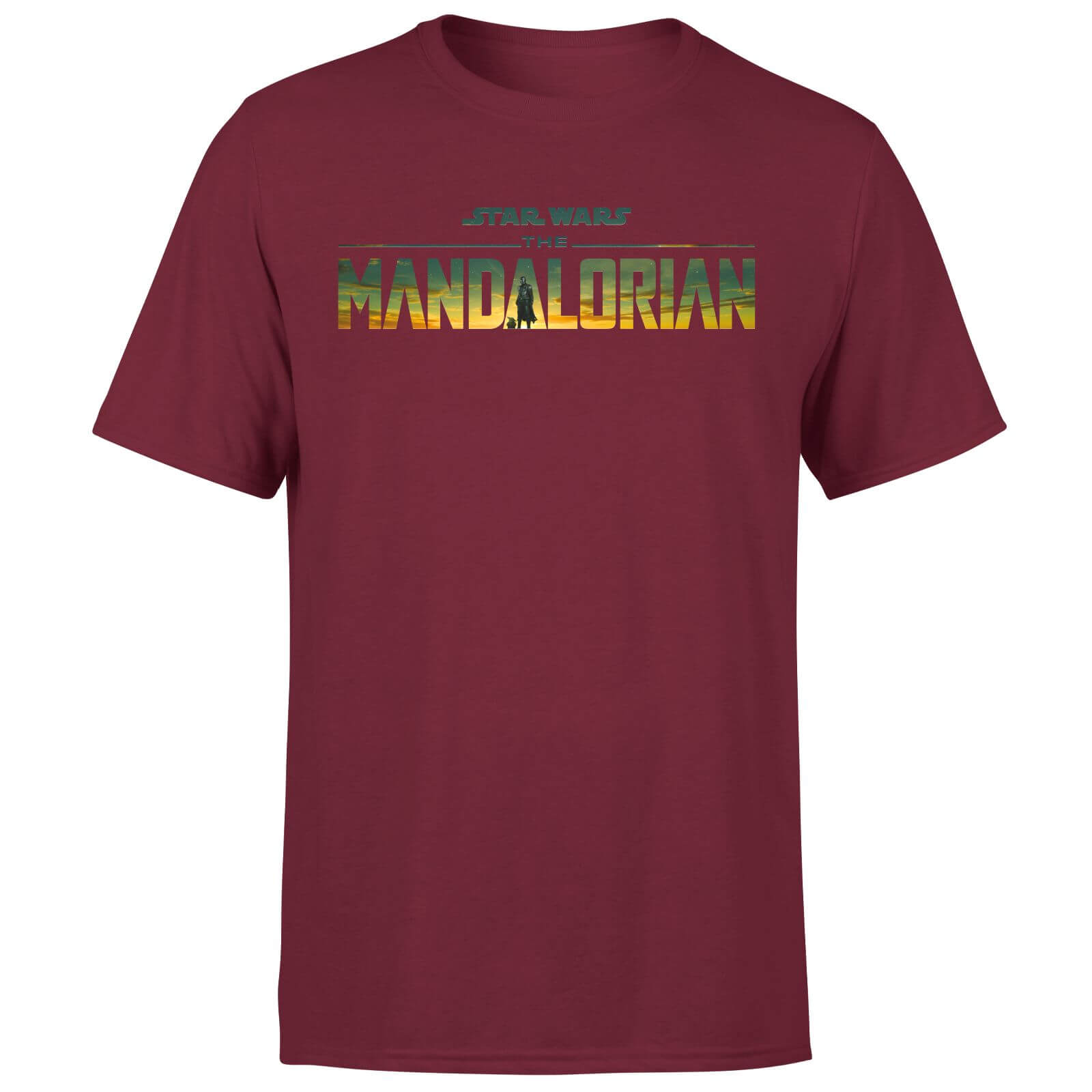 Star Wars The Mandalorian Sunset Logo Men's T-Shirt - Burgundy - S