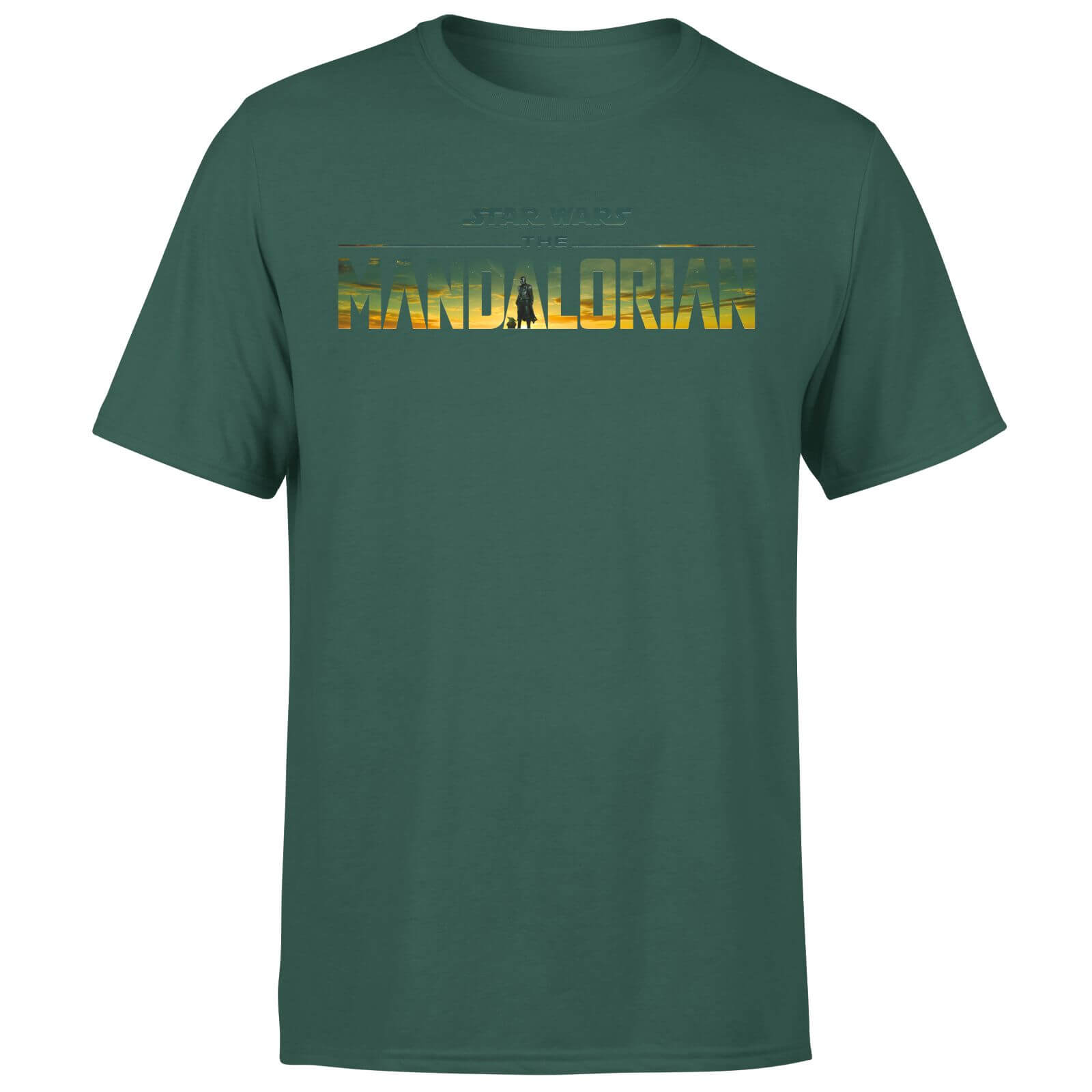 Star Wars The Mandalorian Sunset Logo Men's T-Shirt - Green - S