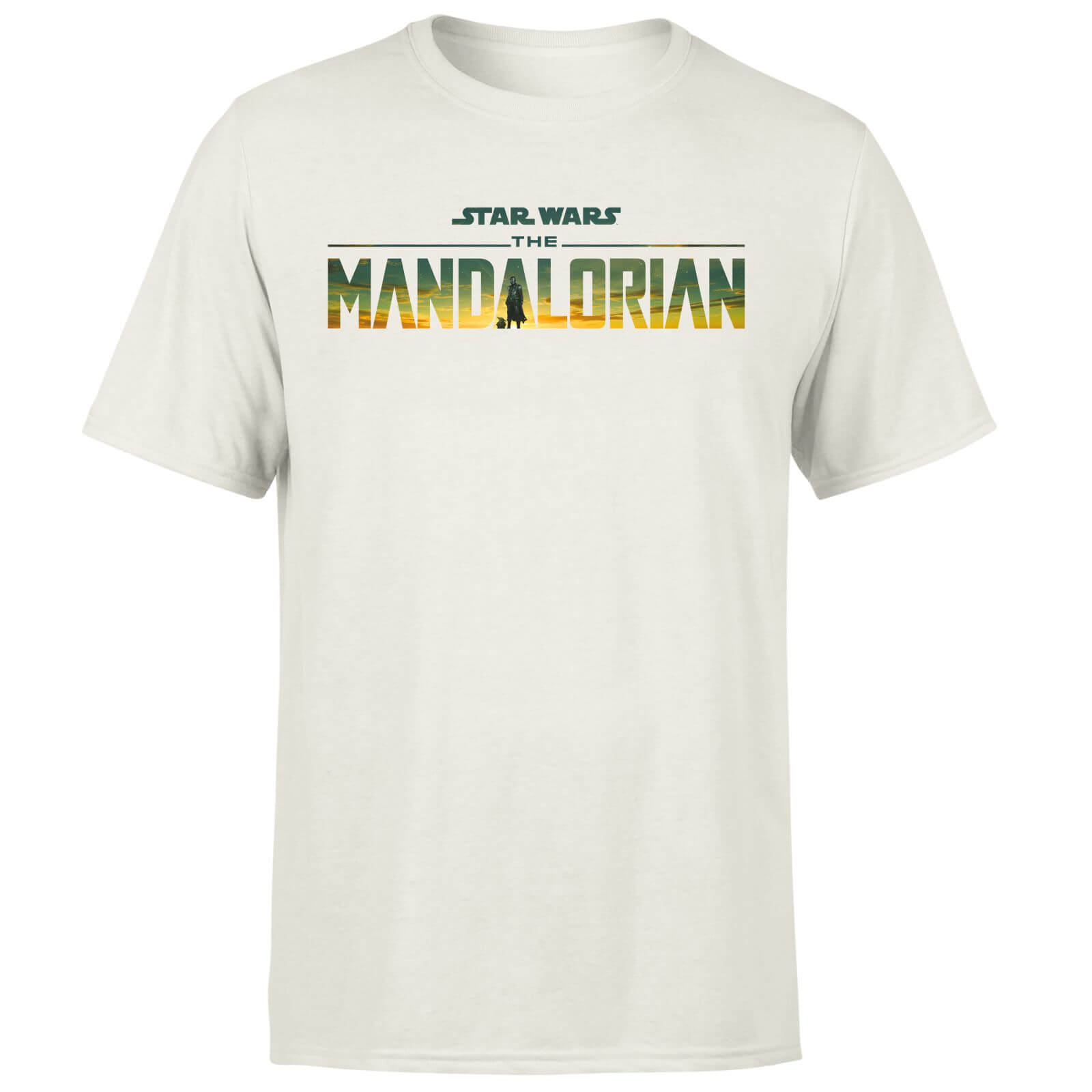 Star Wars The Mandalorian Sunset Logo Men's T-Shirt - Cream - L