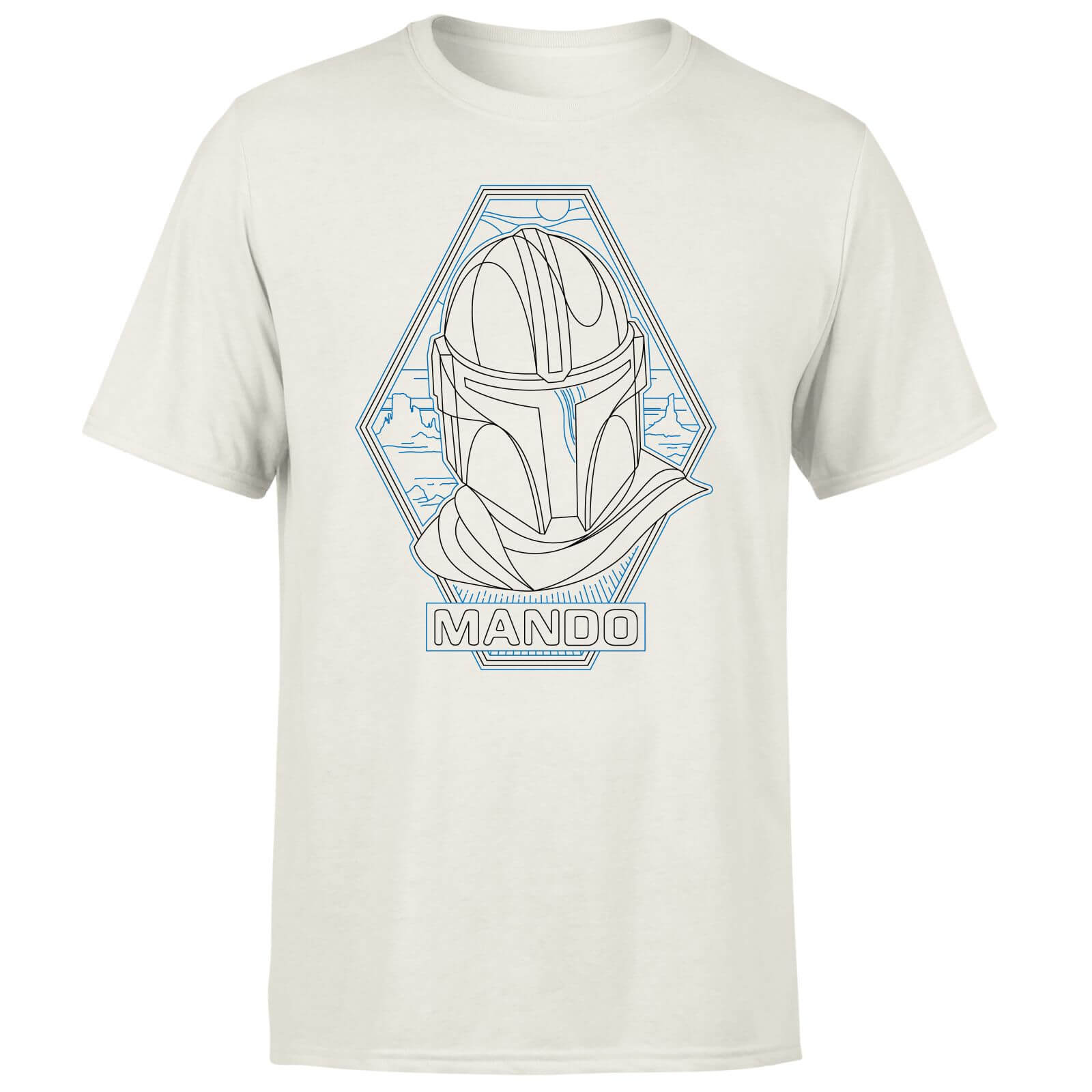 Star Wars The Mandalorian Mando Line Art Badge Men's T-Shirt - Cream - XL