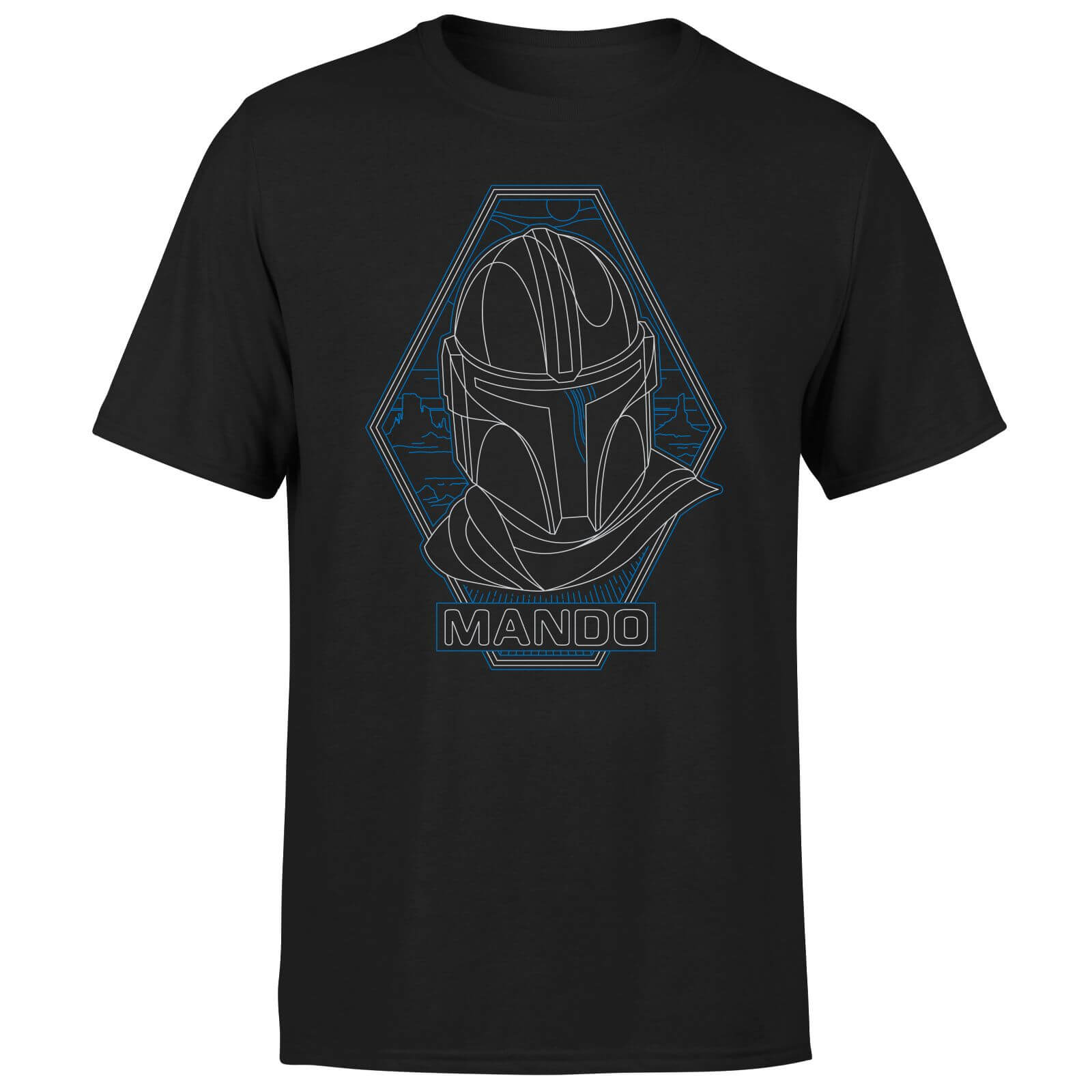 Star Wars The Mandalorian Mando Line Art Badge Men's T-Shirt - Black - XL