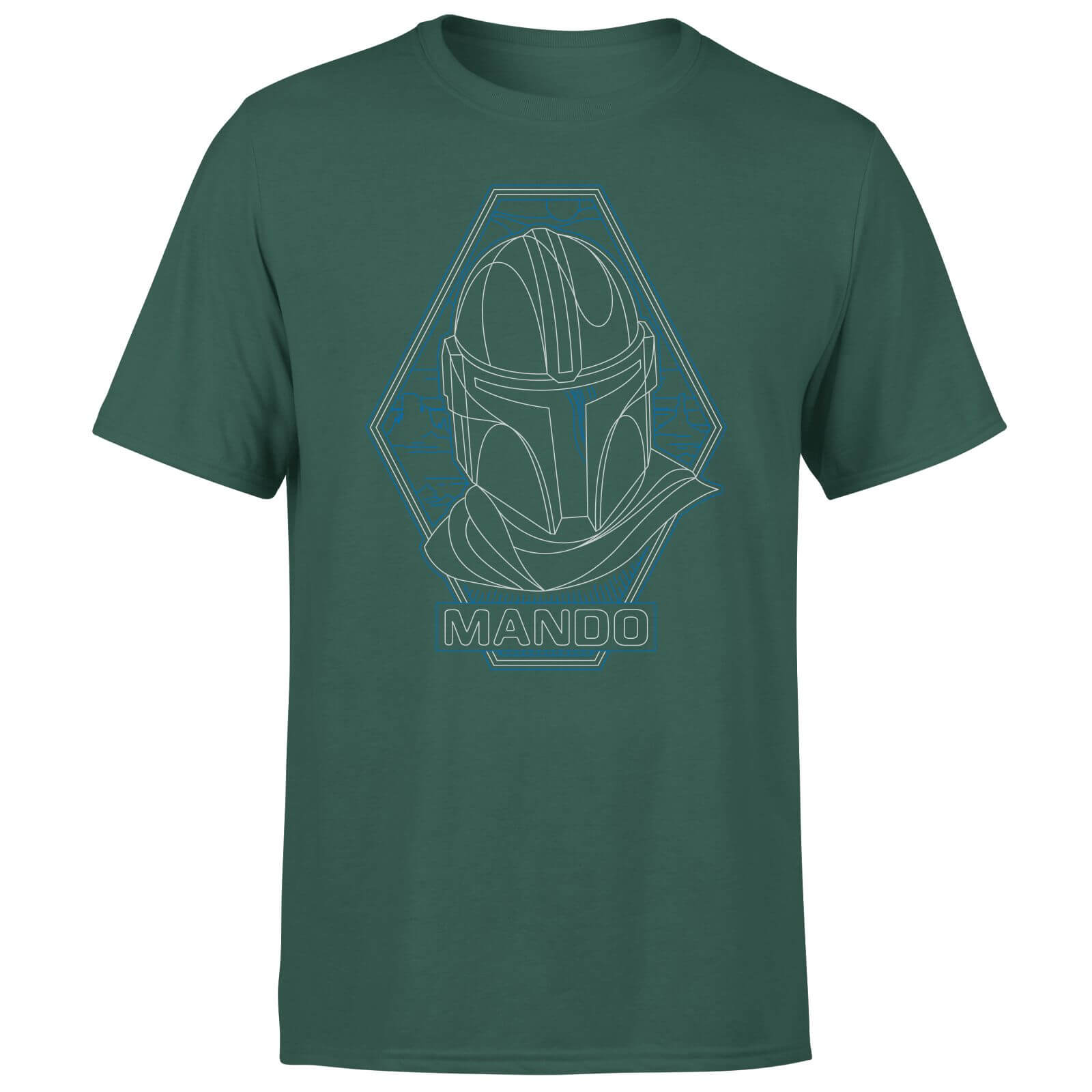 Star Wars The Mandalorian Mando Line Art Badge Men's T-Shirt - Green - XS