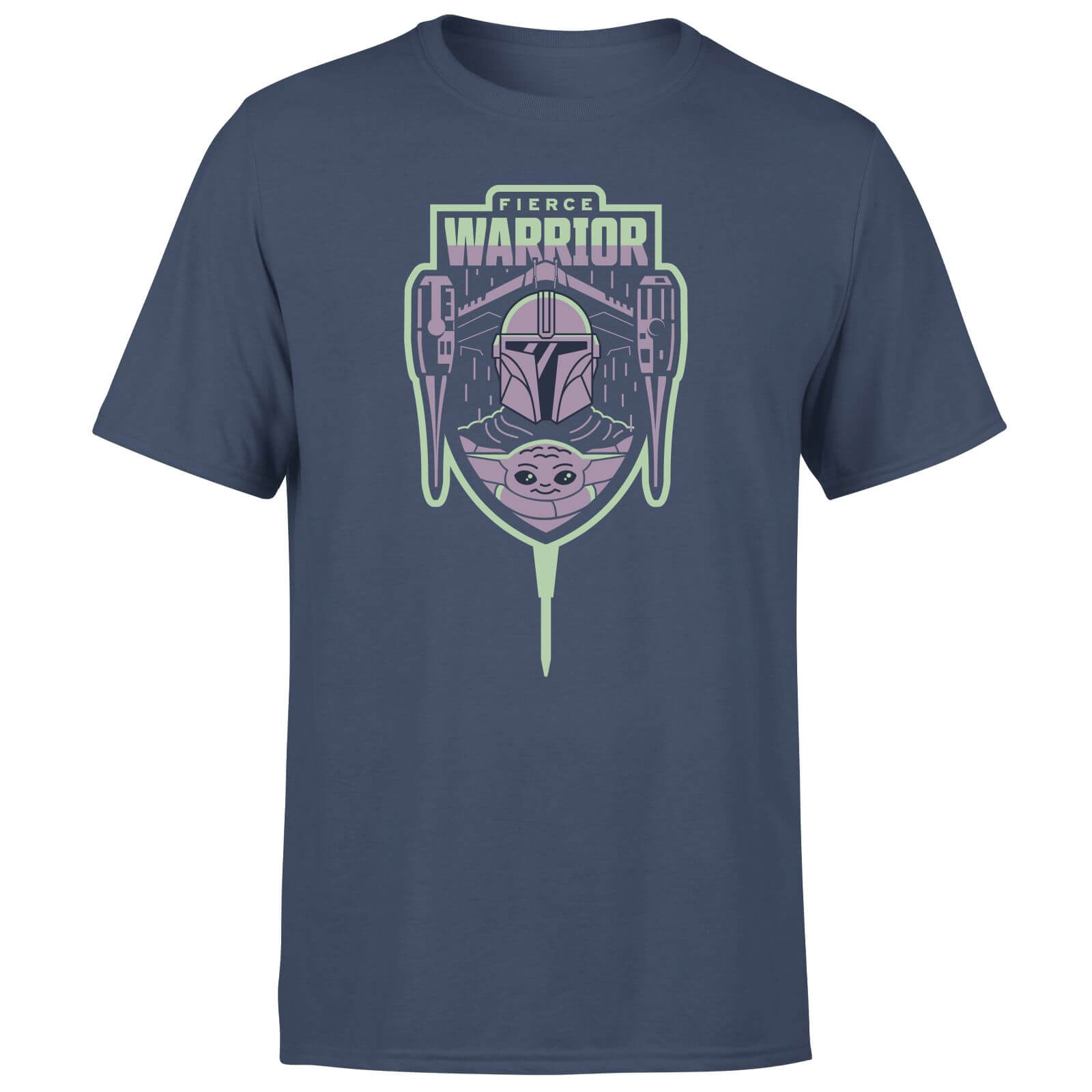Star Wars The Mandalorian Fierce Warrior Men's T-Shirt - Navy - L
