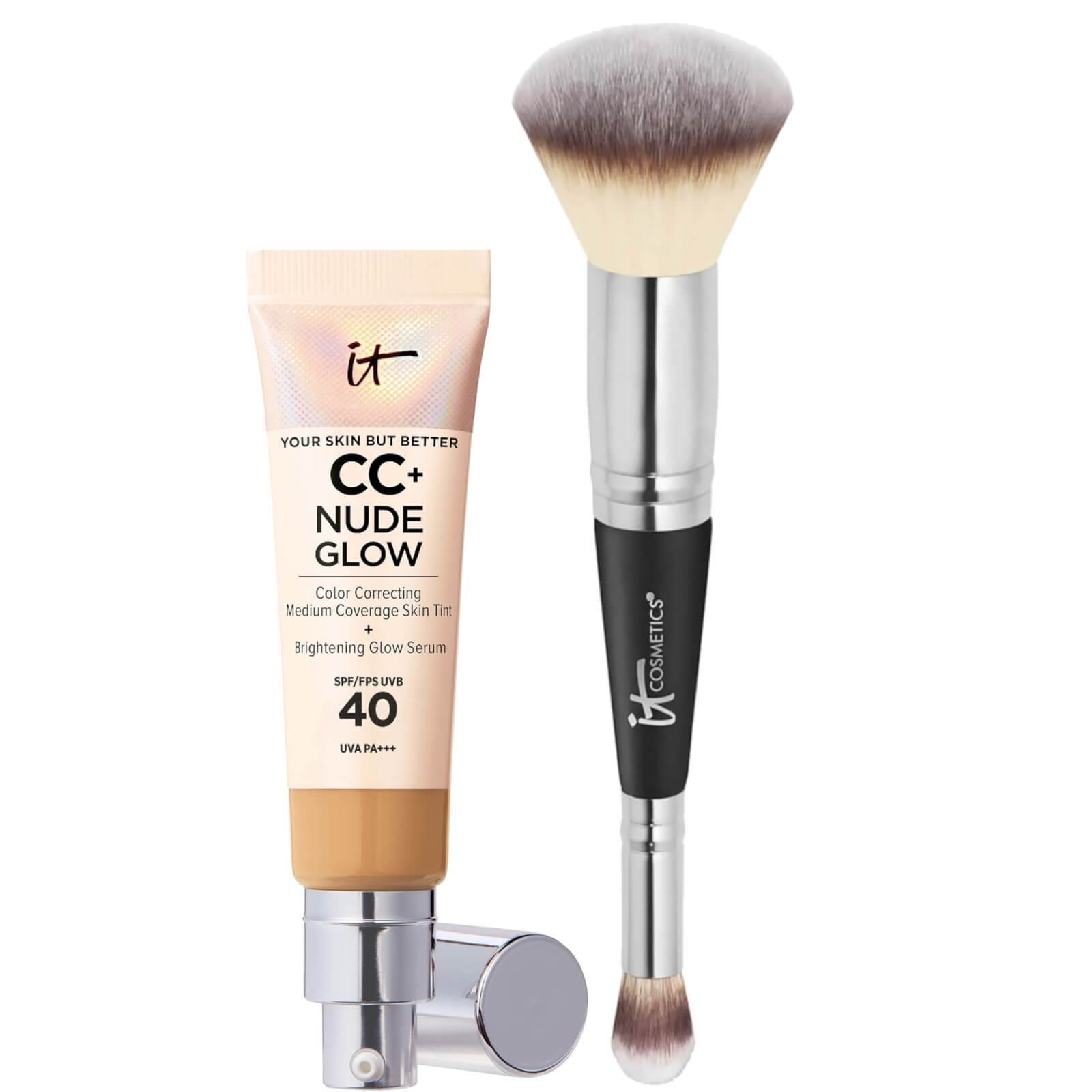 IT Cosmetics CC+ Nude Glow and #7 Foundation Brush 32ml (Various Shades) - Tan Warm